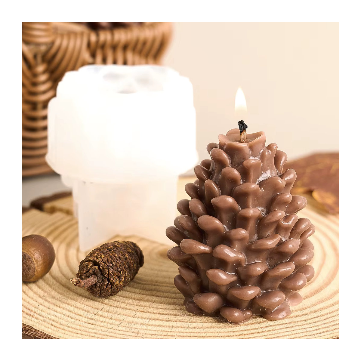 UDOCOOL Silikon Kerzenform Tannenzapfen für DIY Weihnachtsdeko und Aromatherapie in Braun - Bild 4