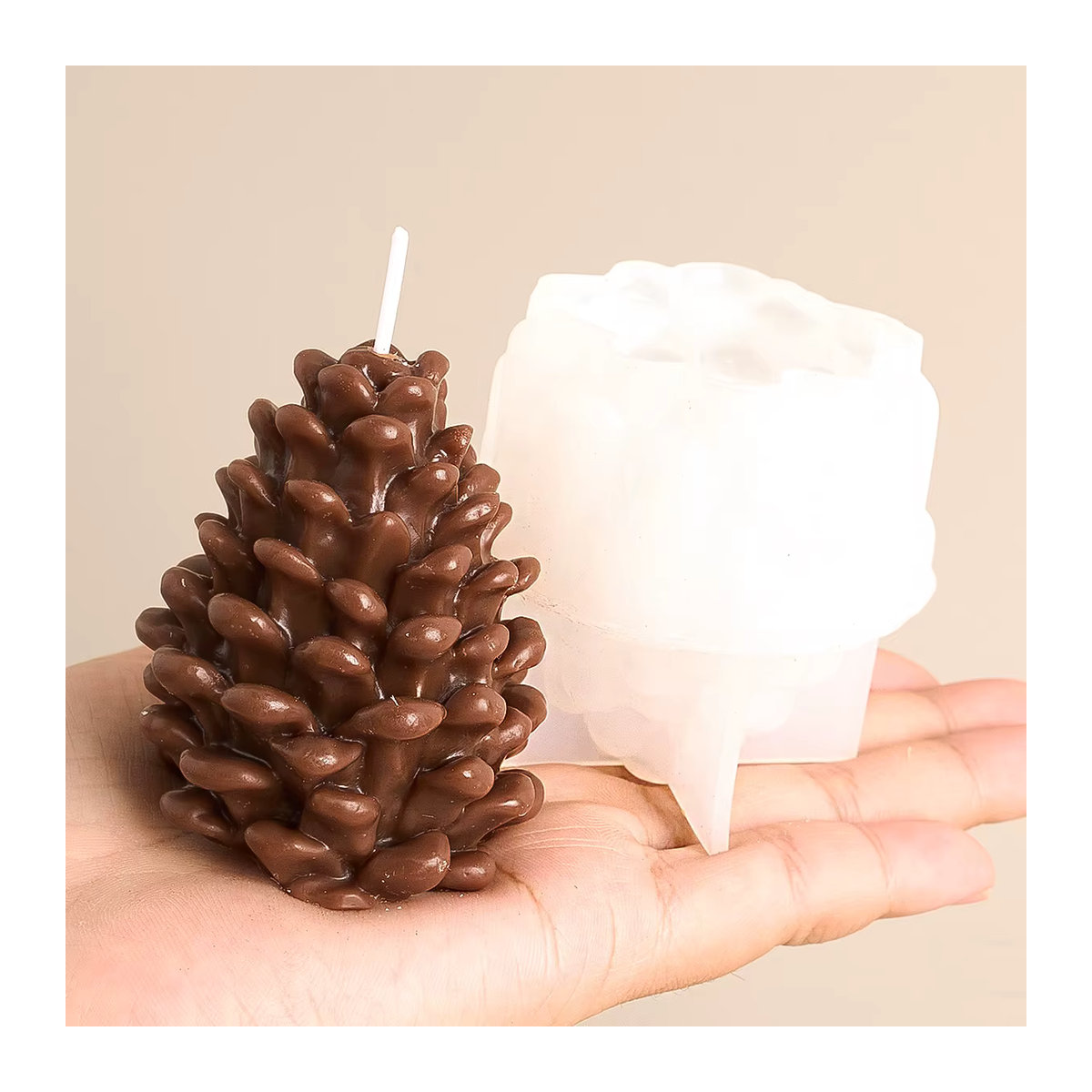 UDOCOOL Silikon Kerzenform Tannenzapfen für DIY Weihnachtsdeko und Aromatherapie in Braun - Bild 5