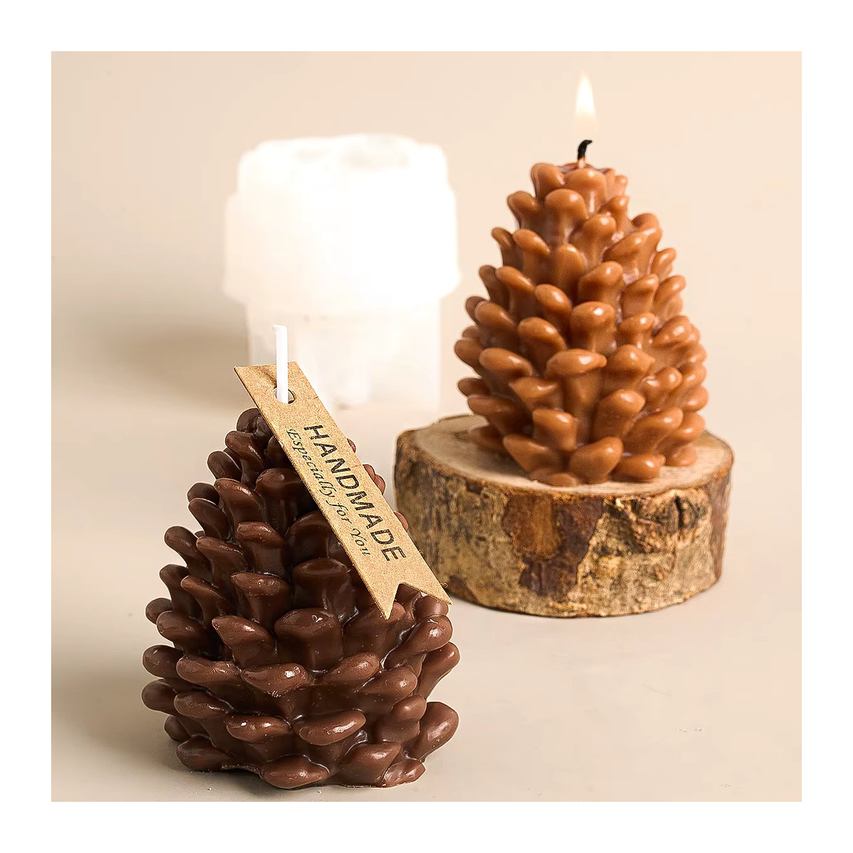 UDOCOOL Silikon Kerzenform Tannenzapfen für DIY Weihnachtsdeko und Aromatherapie in Braun - Bild 6