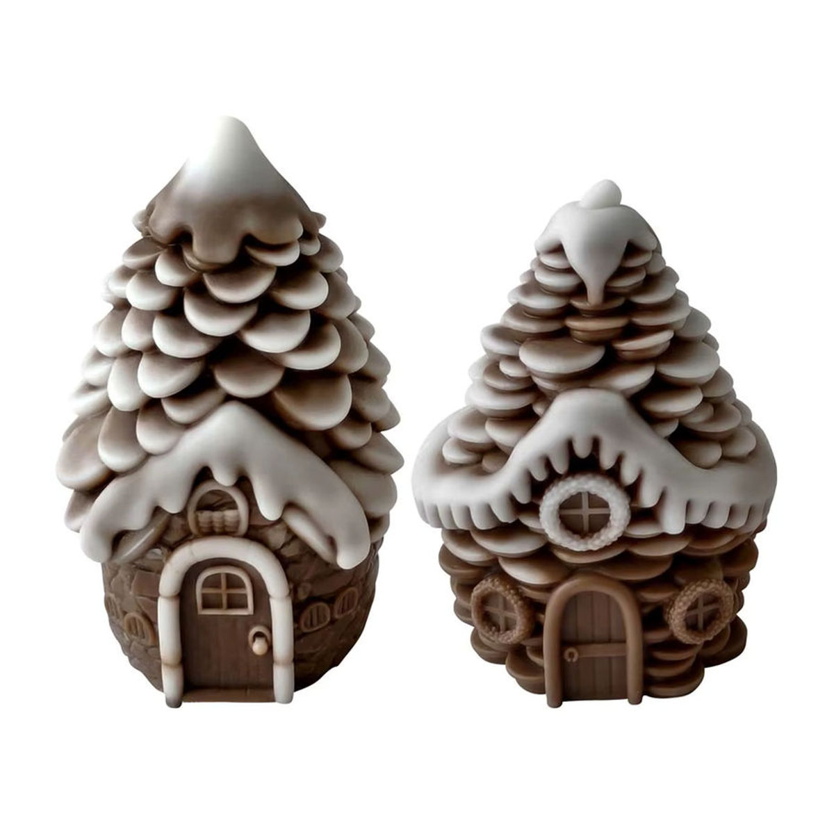 UDOCOOL Silikonform für 3D Tannenzapfen und Schneehäuser zur DIY Herstellung von Weihnachtsdeko aus Wachs oder Gips in Weiß - Bild 5