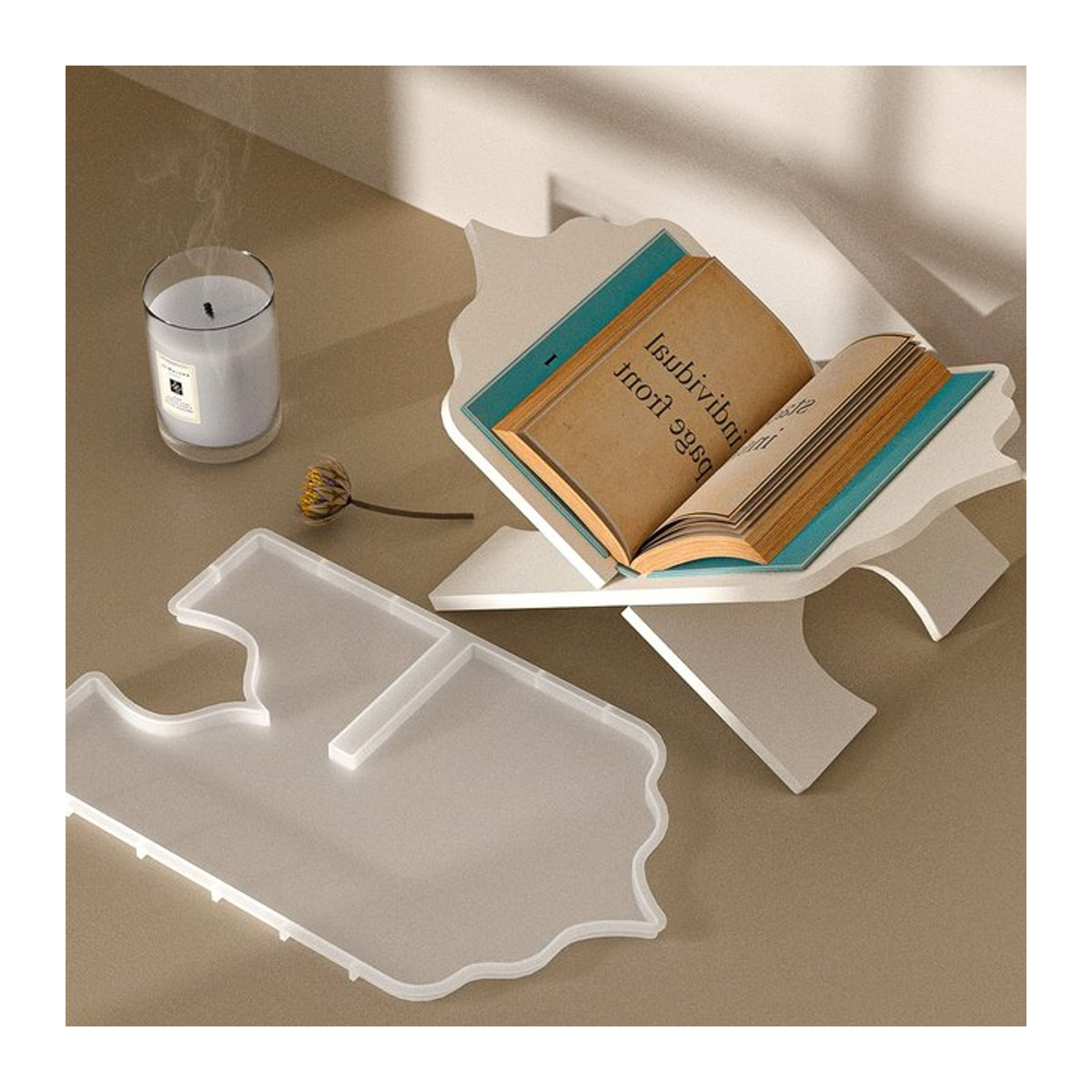 UDOCOOL Silikonform für DIY Falten Buch Ständer im Vintage Design, Weiß - Bild 1