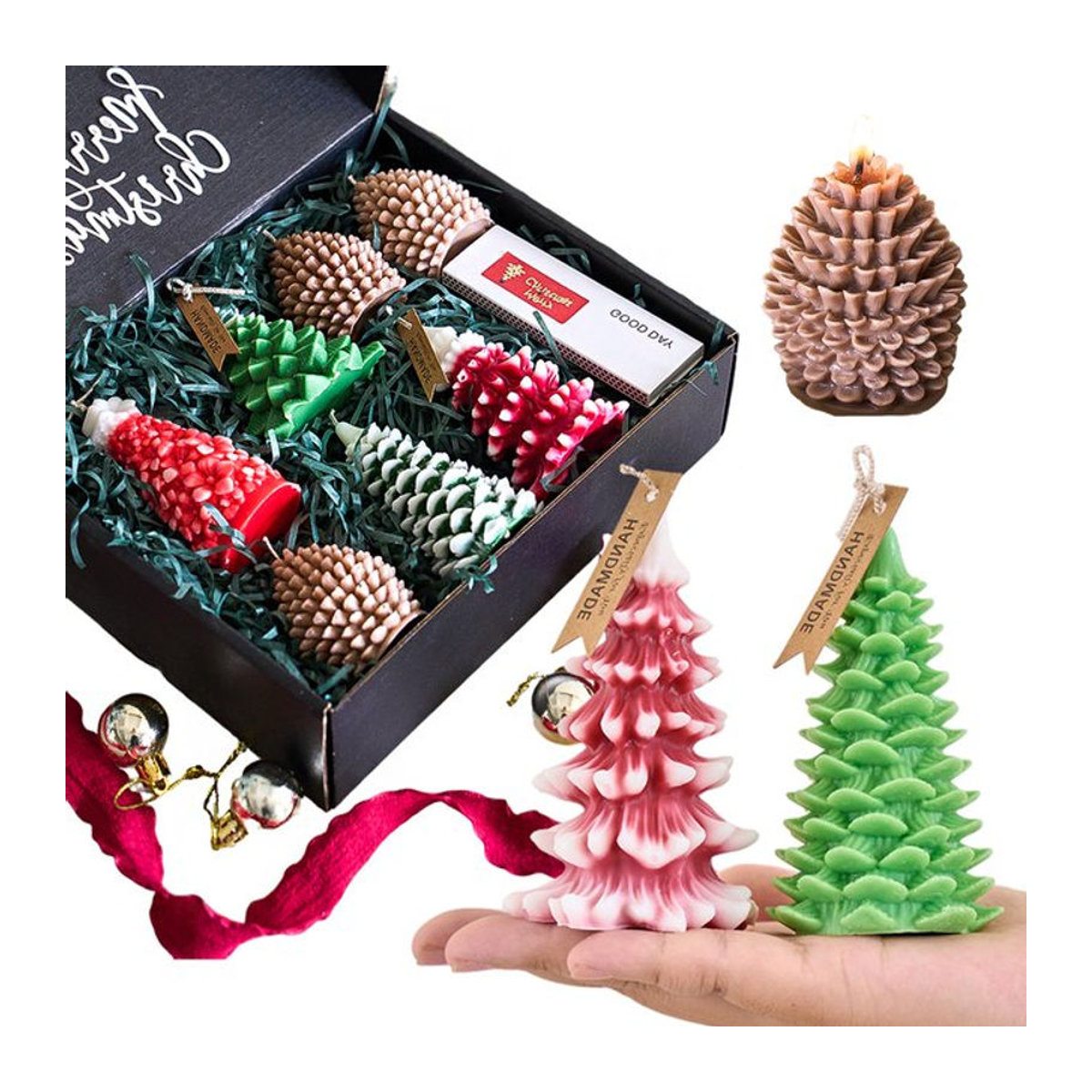 UDOCOOL Silikonform für DIY Weihnachtsbaum Kerzen aus Wachs, Gips oder Kunstharz, mehrfarbig - Bild 1