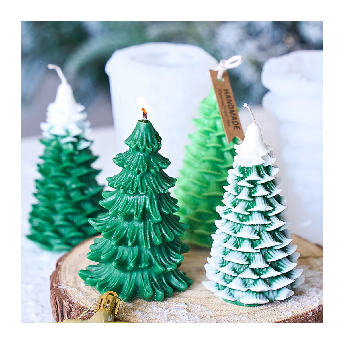 UDOCOOL Silikonform für DIY Weihnachtsbaum Kerzen aus Wachs, Gips oder Kunstharz, mehrfarbig - Bild 2