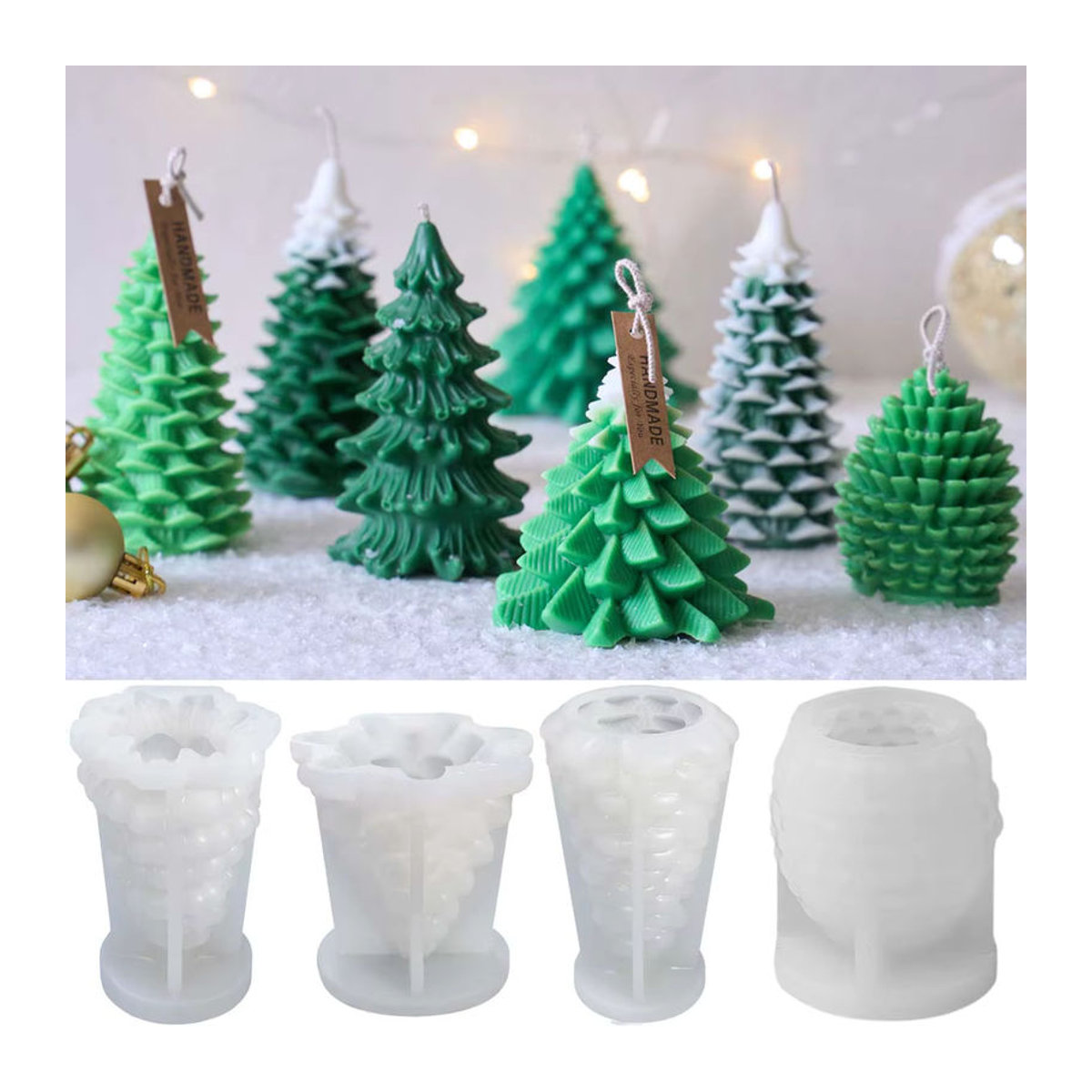 UDOCOOL Silikonform für DIY Weihnachtsbaum Kerzen aus Wachs, Gips oder Kunstharz, mehrfarbig - Bild 5
