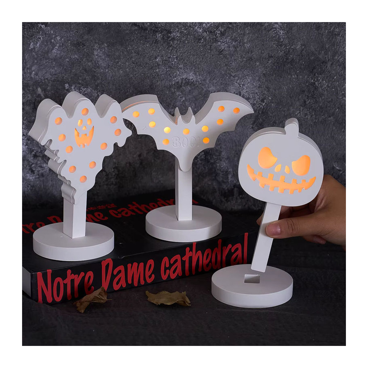UDOCOOL Silikonform für Halloween-Deko mit Geist, Fledermaus und Kürbis zur Herstellung von Gips, Beton oder Harz-Ornamenten in Weiß - Bild 5