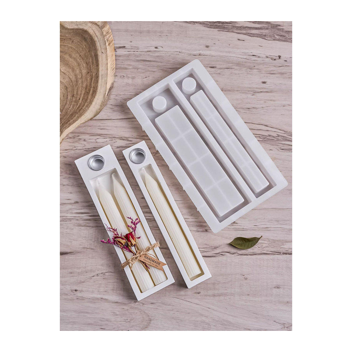 UDOCOOL Silikonform für minimalistische Kerzenhalter aus Beton oder Keramik, Grau, Rechteckig - Bild 3