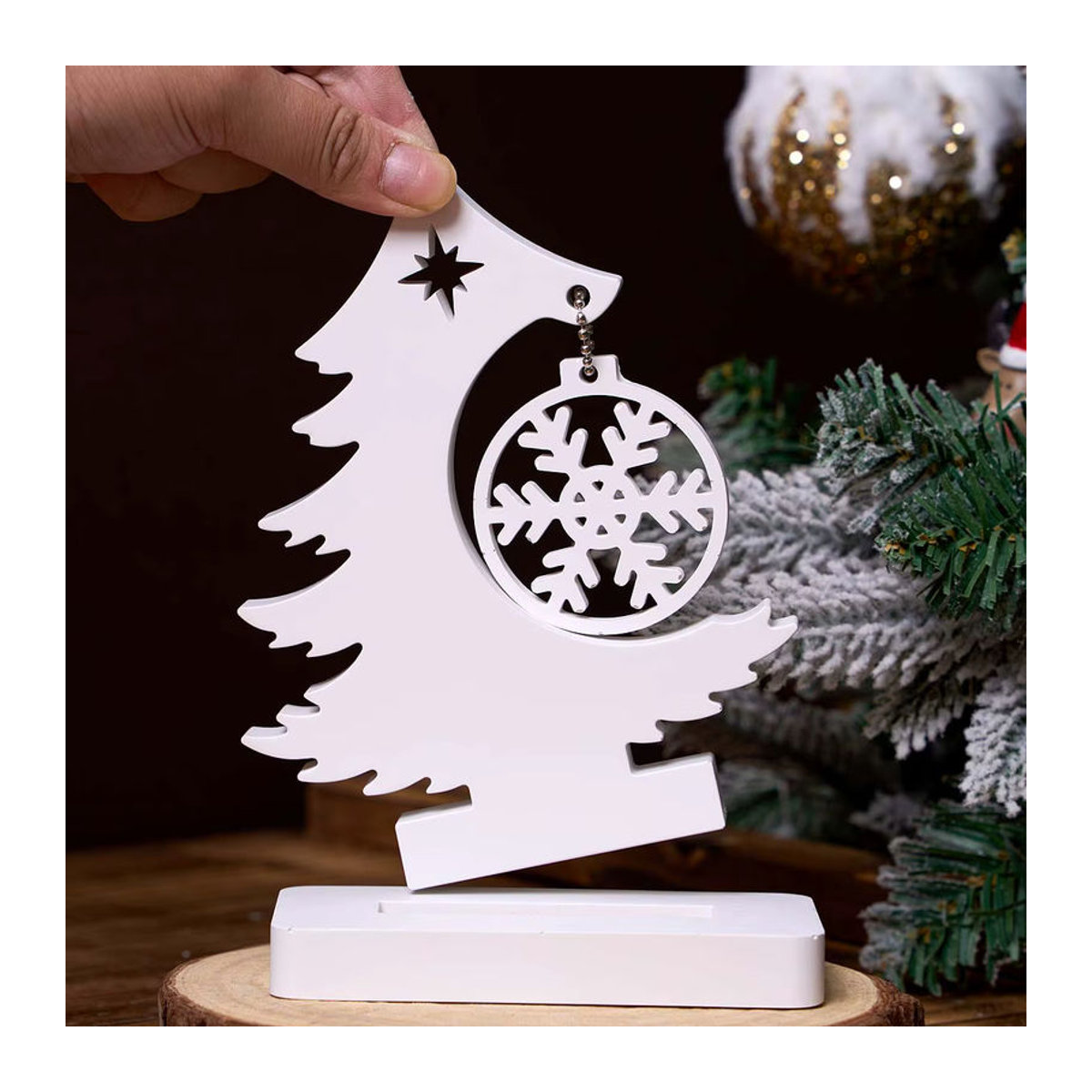 UDOCOOL Silikonform für Schneeflocken-Weihnachtsbaumschmuck zur DIY-Gestaltung von Keramik- und Gipsornamenten in Weiß - Bild 2