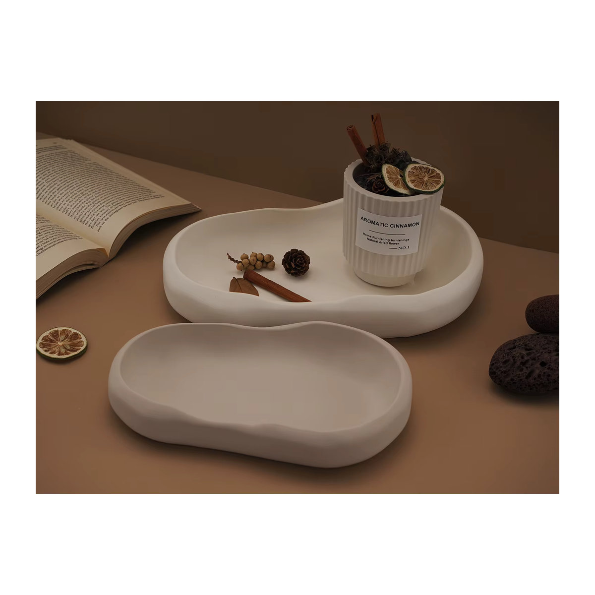 UDOCOOL Silikonform für unregelmäßige Tabletts und Schalen zur DIY-Herstellung von Beton, Gips oder Harz in Weiß - Bild 4