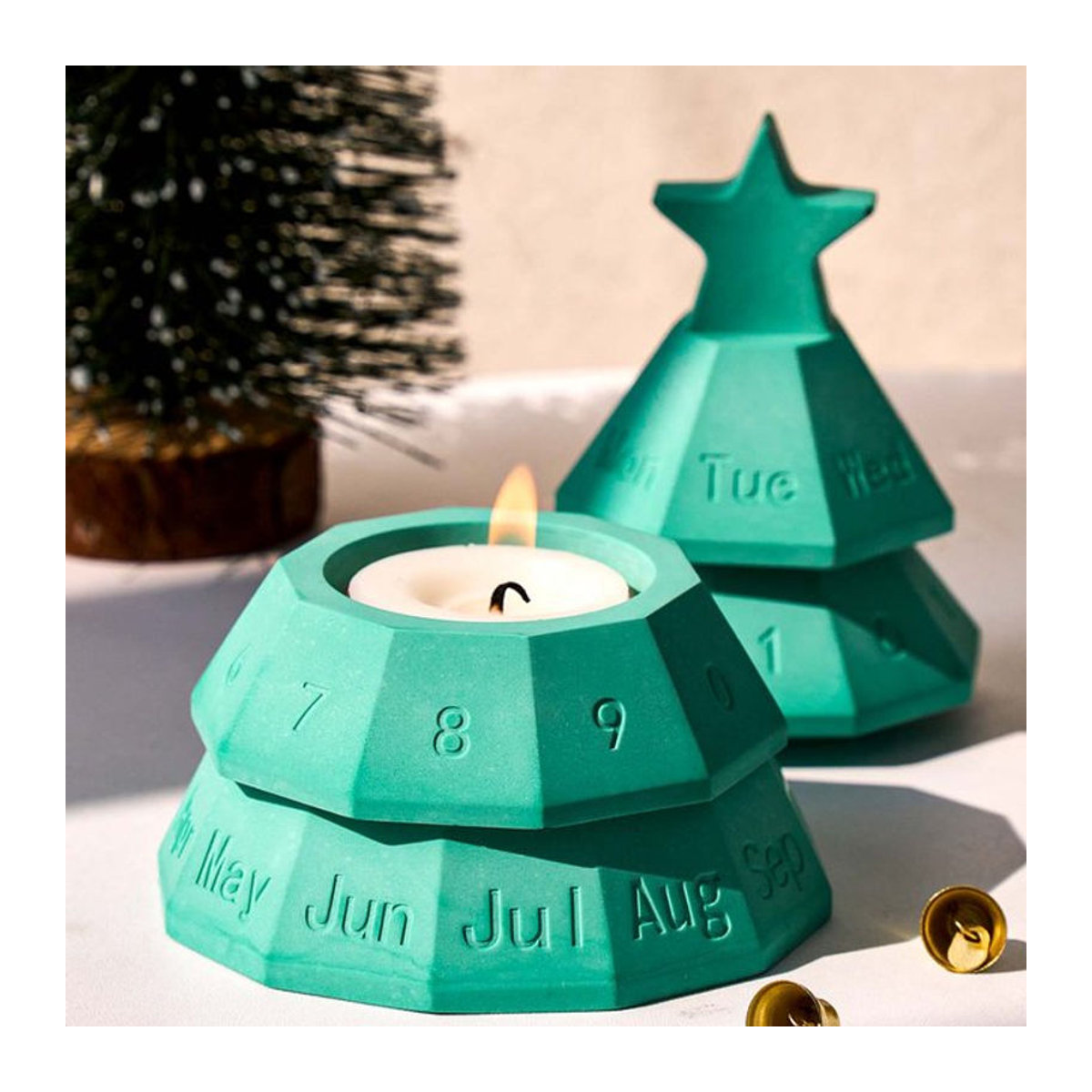 UDOCOOL Silikonform für Weihnachts-Kerzenhalter und DIY-Dekorationen in Grün - Bild 1