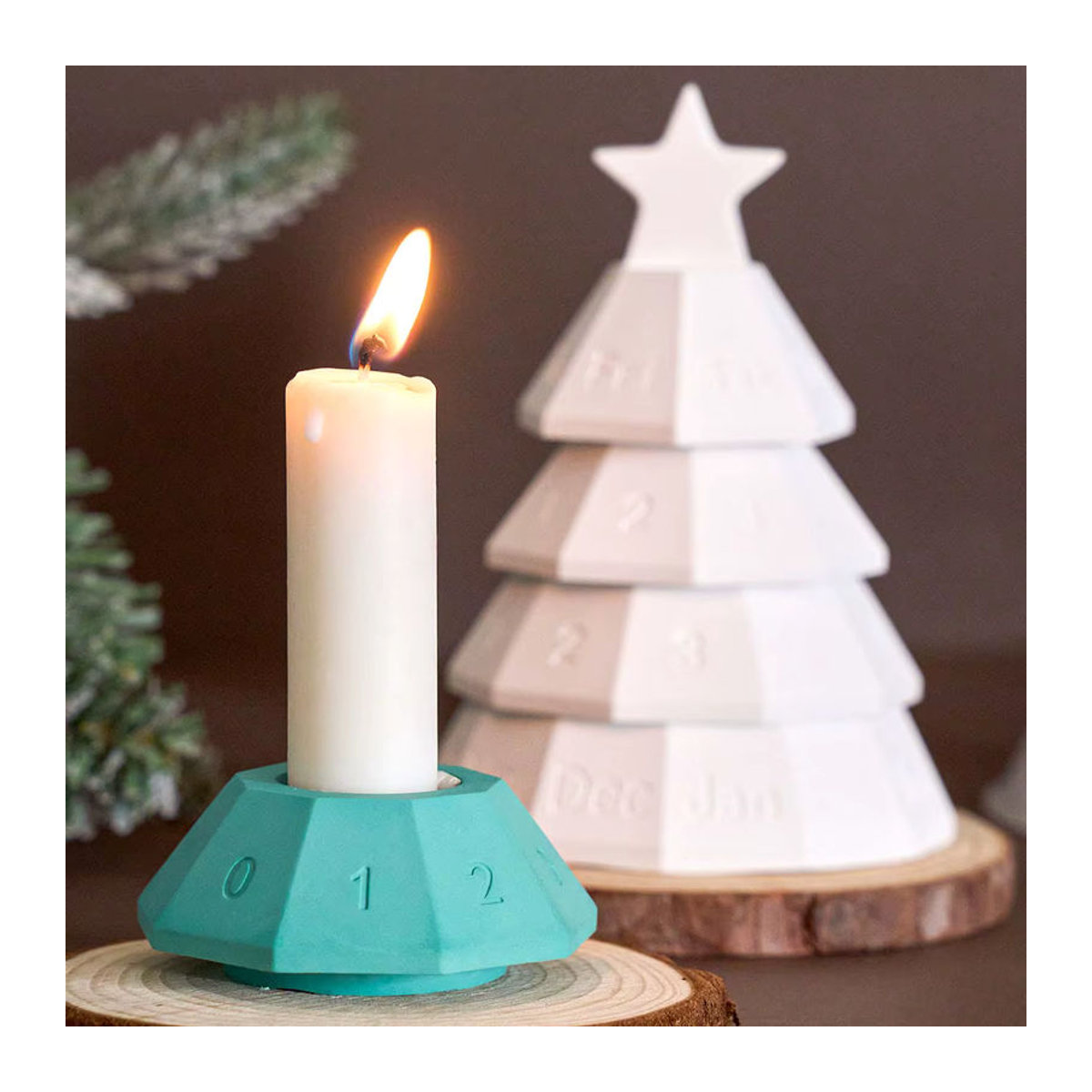 UDOCOOL Silikonform für Weihnachts-Kerzenhalter und DIY-Dekorationen in Grün - Bild 5