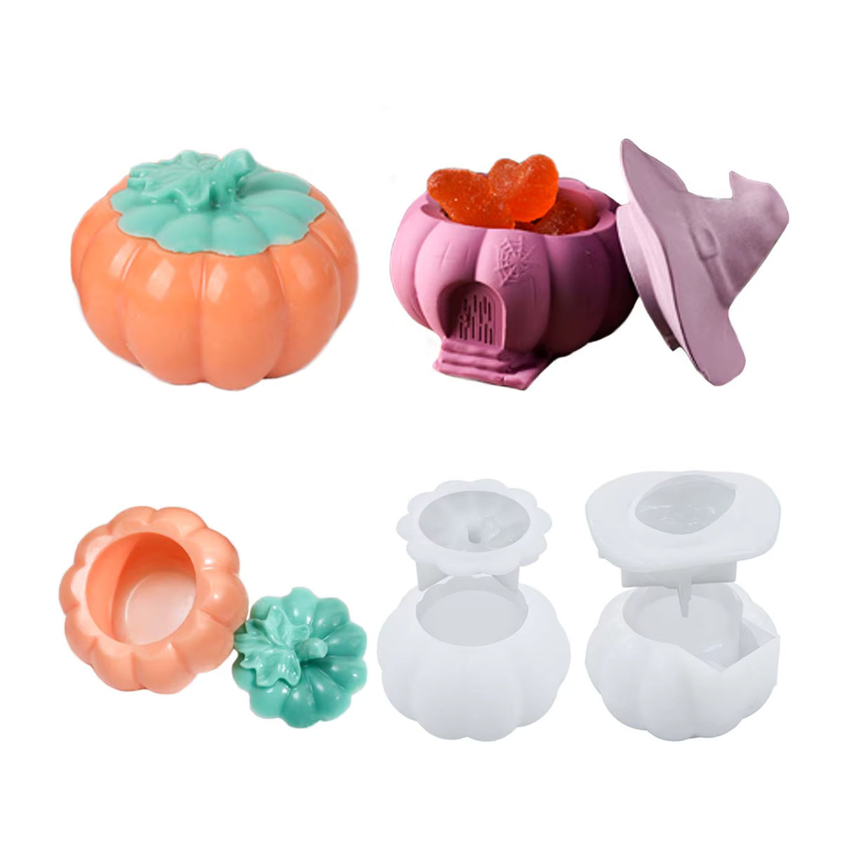 UDOCOOL Silikonform Hexe und Kürbis für DIY Kerzen, Blumentöpfe und Gipsarbeiten, mehrfarbig - Bild 6