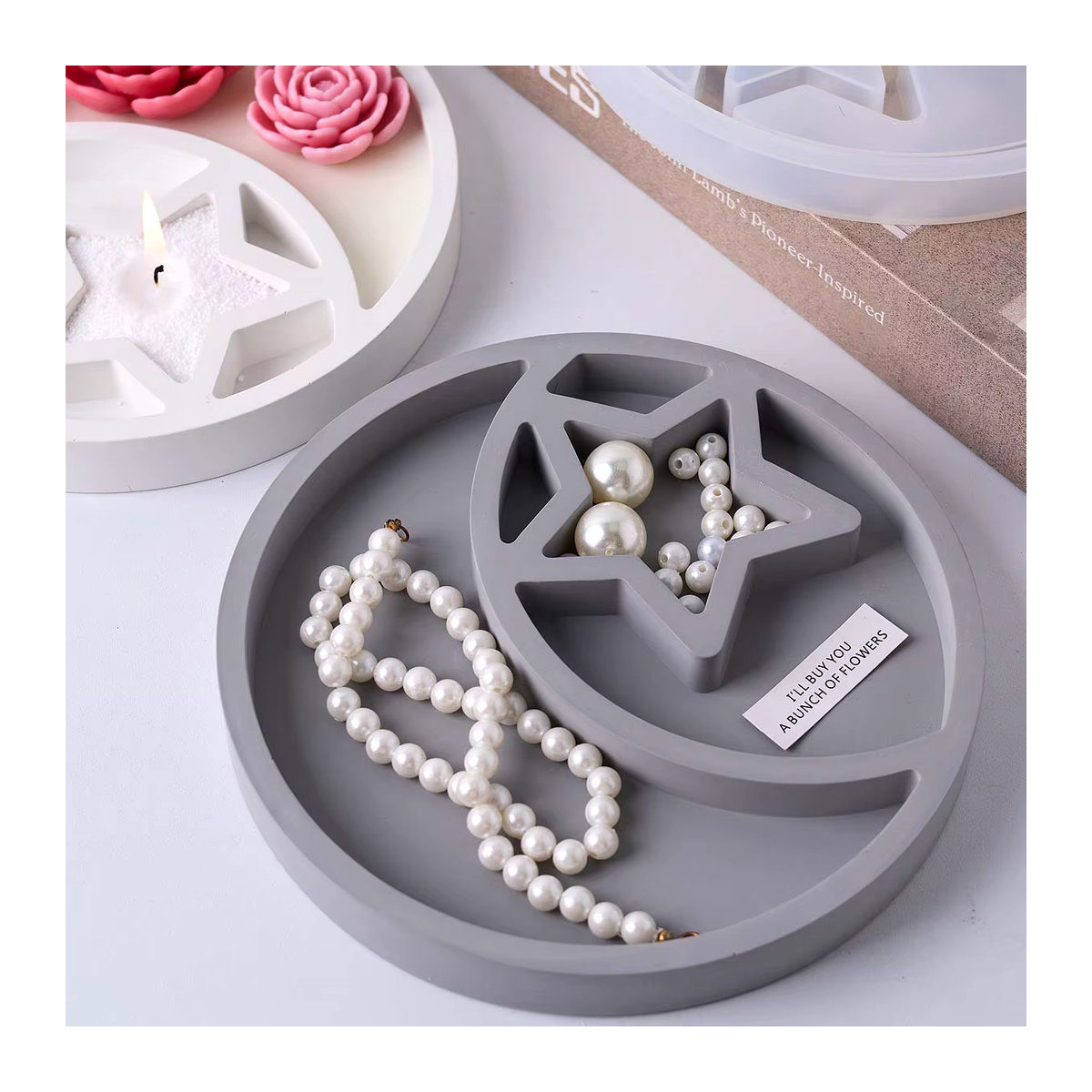 UDOCOOL Silikonform Mond und Sterne für DIY Schmuck-Display und Harz-Guss, Weiß - Bild 4