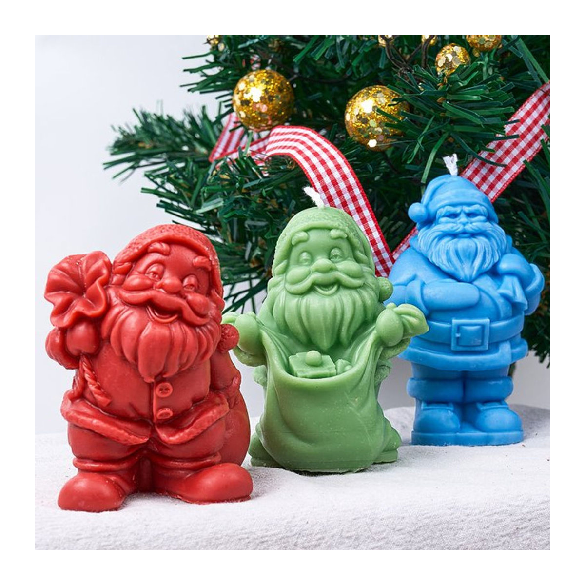UDOCOOL Silikonform Weihnachtsmann mit Rucksack für DIY Kerzen, Seife und Gips zur Weihnachtsdekoration, mehrfarbig - Bild 1