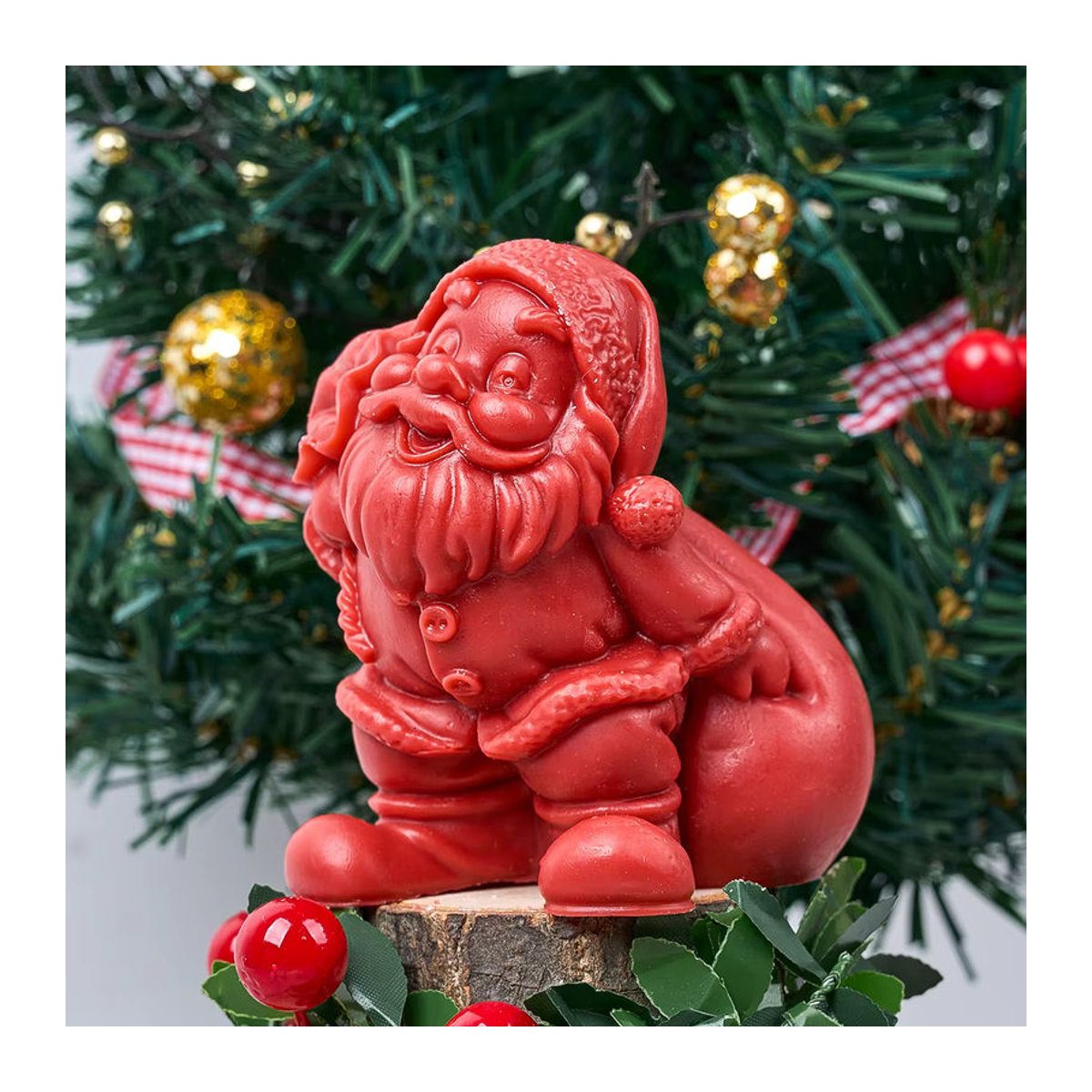 UDOCOOL Silikonform Weihnachtsmann mit Rucksack für DIY Kerzen, Seife und Gips zur Weihnachtsdekoration, mehrfarbig - Bild 2