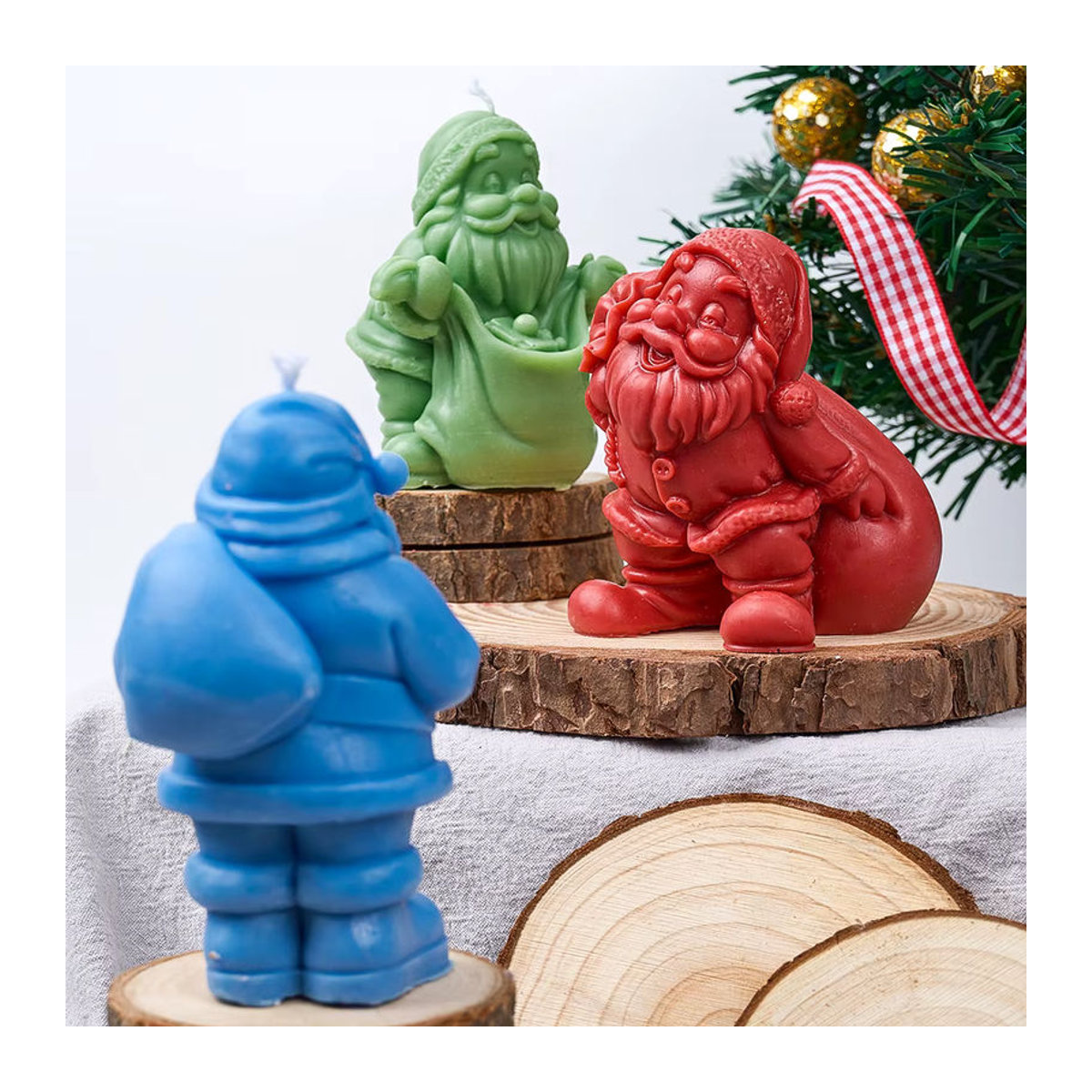 UDOCOOL Silikonform Weihnachtsmann mit Rucksack für DIY Kerzen, Seife und Gips zur Weihnachtsdekoration, mehrfarbig - Bild 3