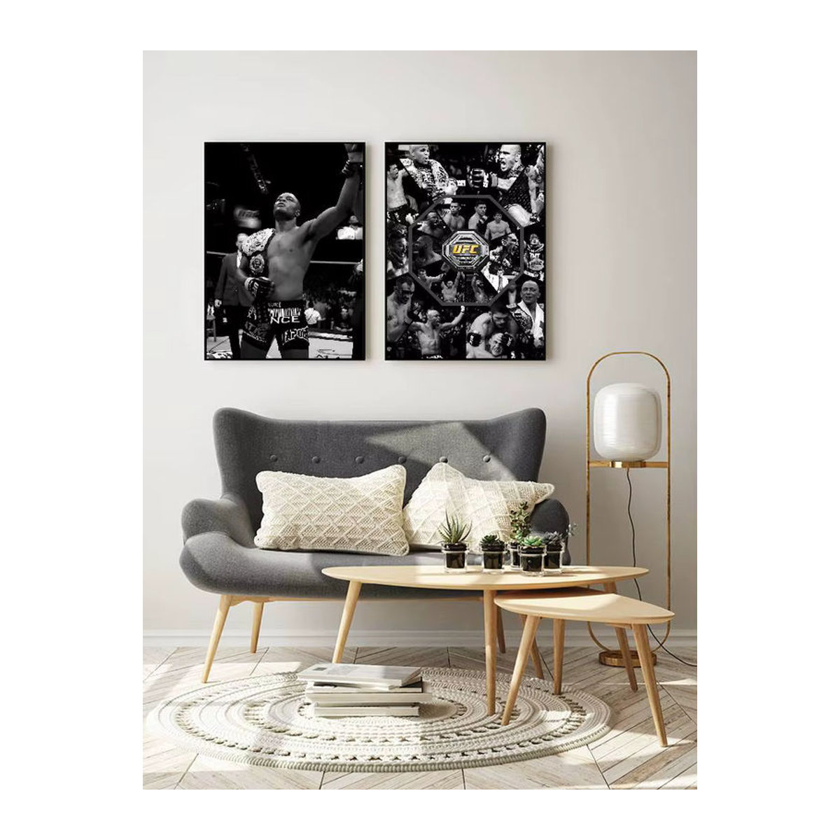 UFC Ultimate Fighting Championship Poster Selbstklebender Wandaufkleber aus wasserfestem Papier in Schwarz-Weiß - Bild 6