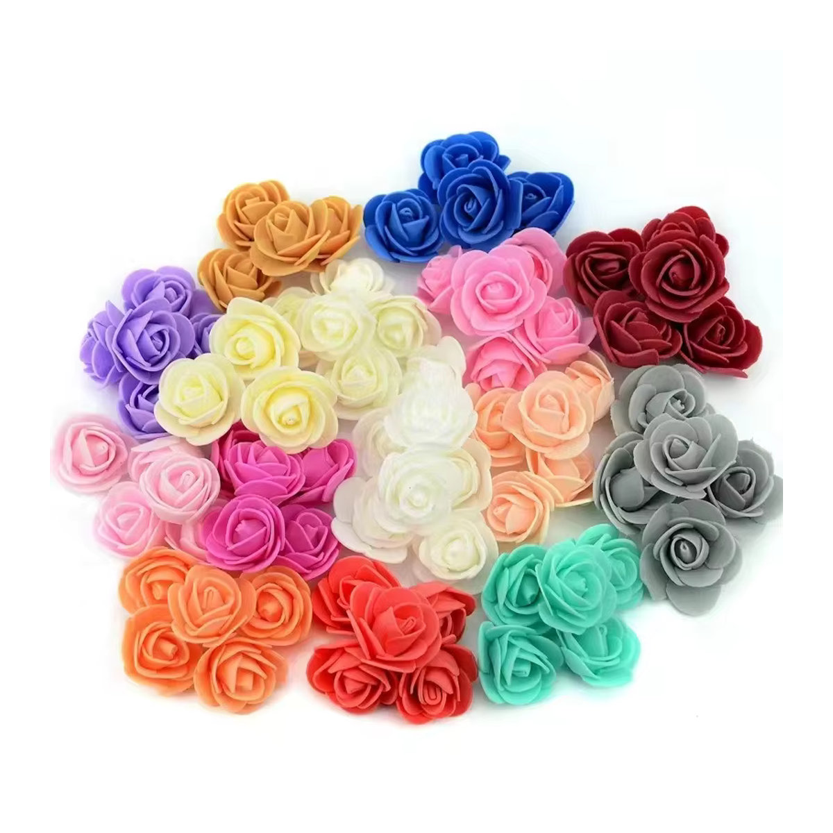 Uflower 100 Stück Künstliche Schaumrosen Mehrfarbig als Florales Deko-Set für Hochzeit, Valentinstag und DIY-Geschenke - Bild 1