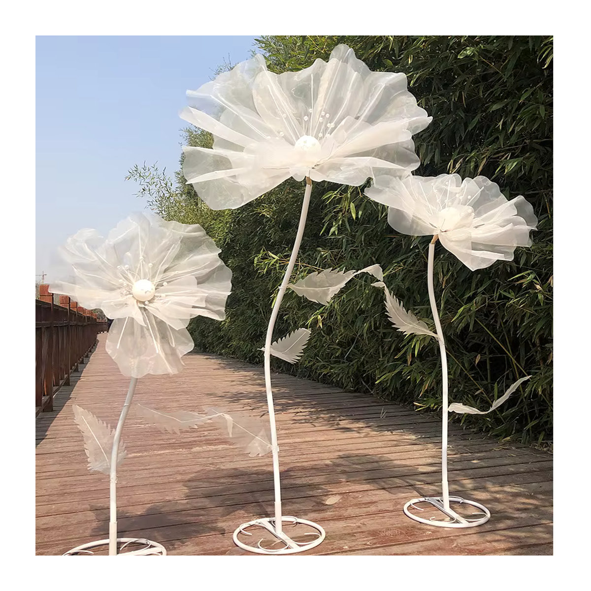 Uflower 3-teiliges Set künstliche Mohnblumen in Weiß aus Textil für Hochzeiten und festliche Dekorationen - Bild 1