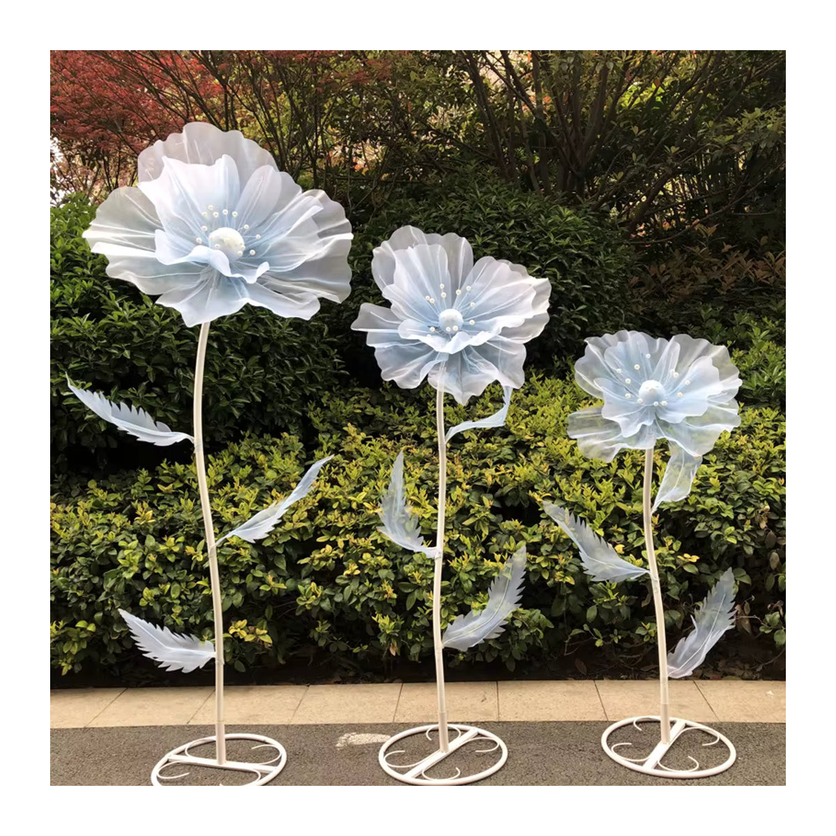 Uflower 3-teiliges Set künstliche Mohnblumen in Weiß aus Textil für Hochzeiten und festliche Dekorationen - Bild 3