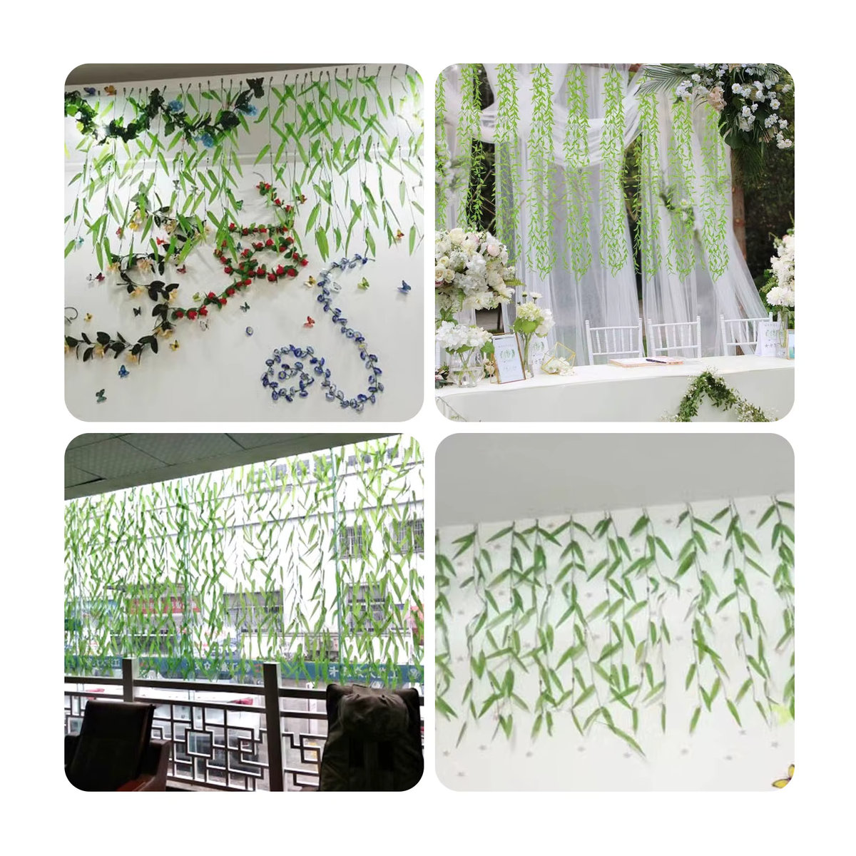 Uflower Hängende künstliche Pflanze in Grün mit Weidenkorb, 90 cm Höhe - Bild 4