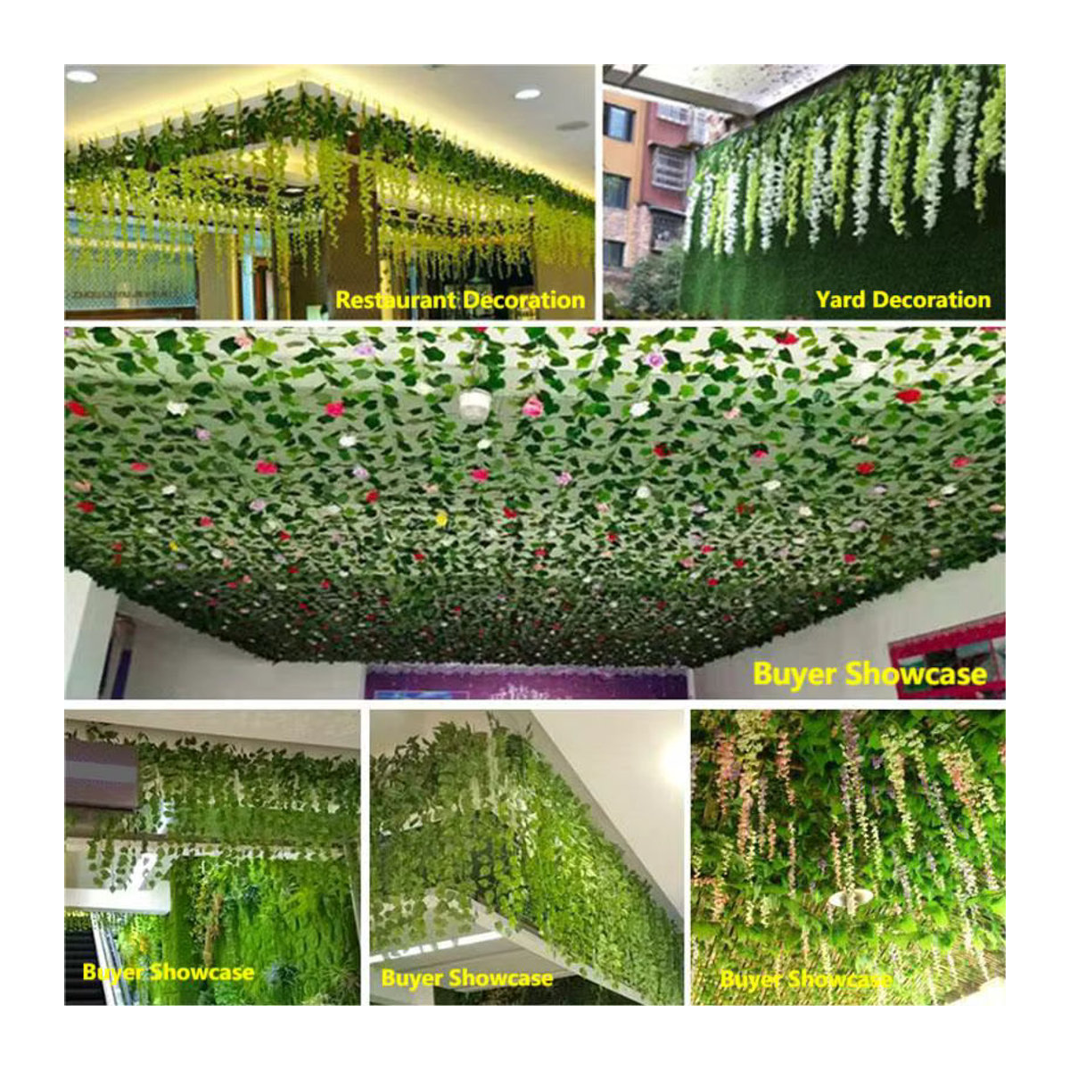 Uflower Künstliche Efeugirlande in Grün, 2,1 m Hängende Textil-Pflanze zur Dekoration für Hochzeit und Garten - Bild 6