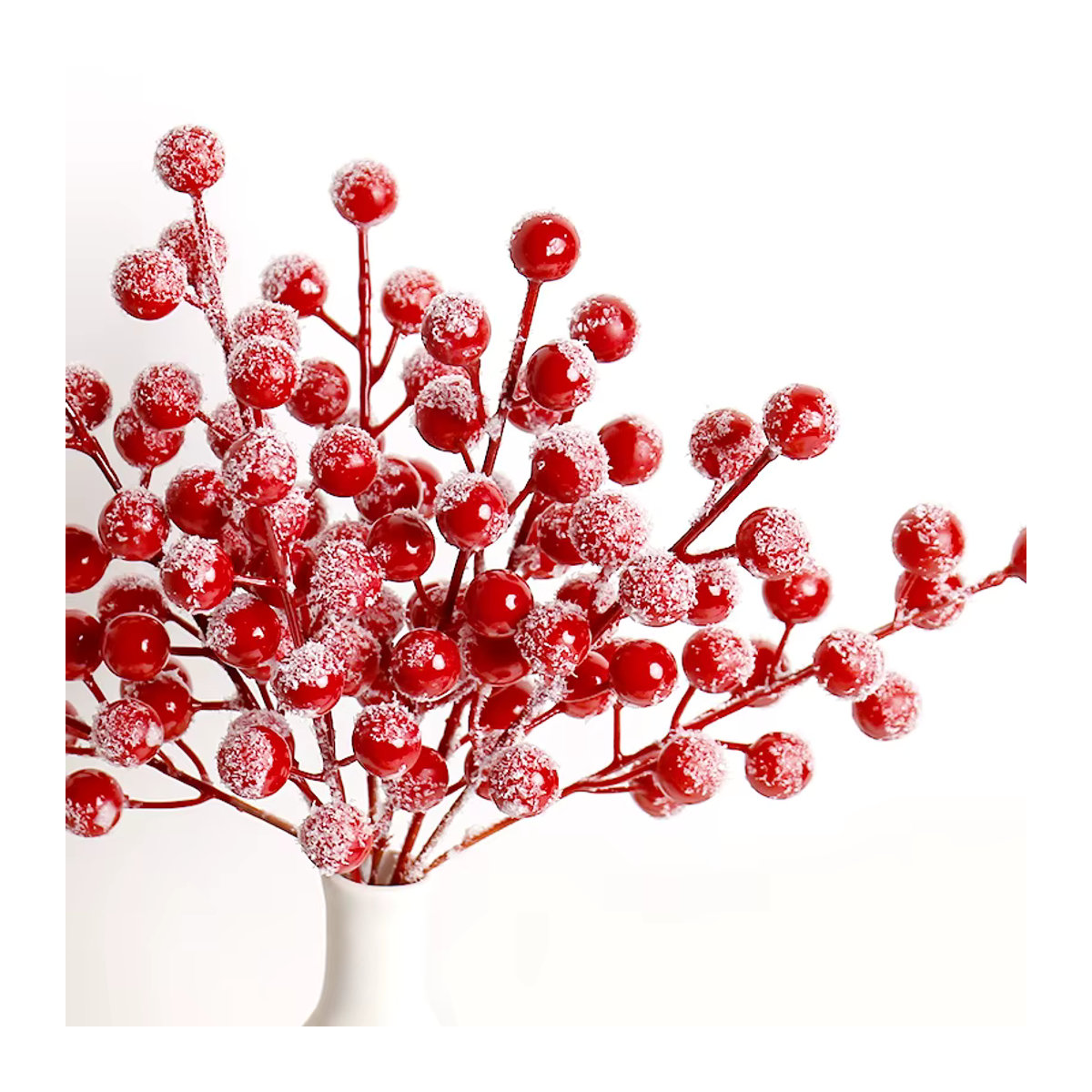 Uflower künstliche mattierte rote Beerenzweige für Weihnachtsdekoration und Hochzeiten, 5 Stück - Bild 2