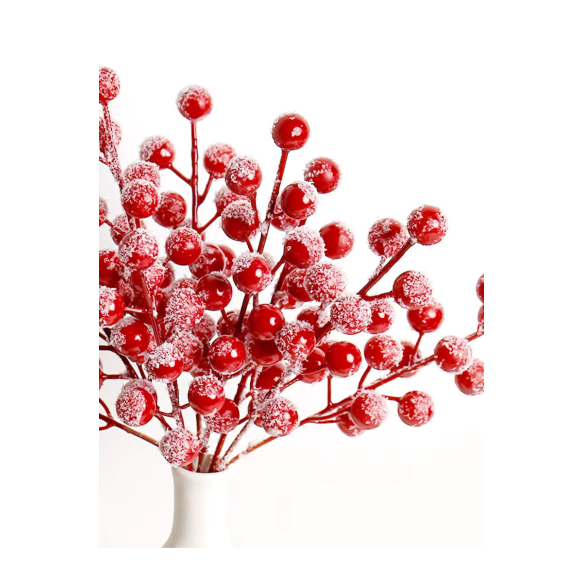 Uflower künstliche mattierte rote Beerenzweige für Weihnachtsdekoration und Hochzeiten, 5 Stück - Bild 5