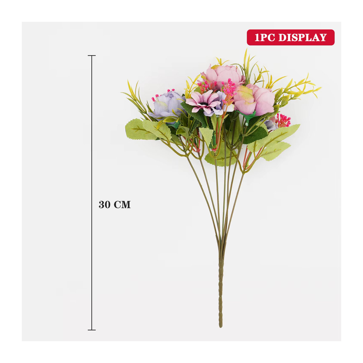 Uflower Künstliche Pfingstrosen in Ölmalerei-Optik, Mehrfarbig und Lila, Florales Wohnaccessoire für Hochzeitsdekoration und Brautstrauß - Bild 1