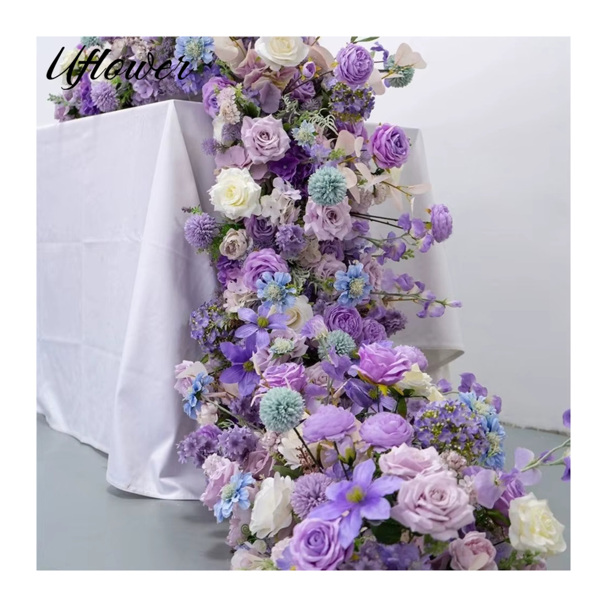 Uflower Künstliche Rosen Girlande in Rosa und Mehrfarbig, 200 cm Luxus Blumendekoration für Hochzeit, Party und Bühnen-Hintergrund - Bild 3