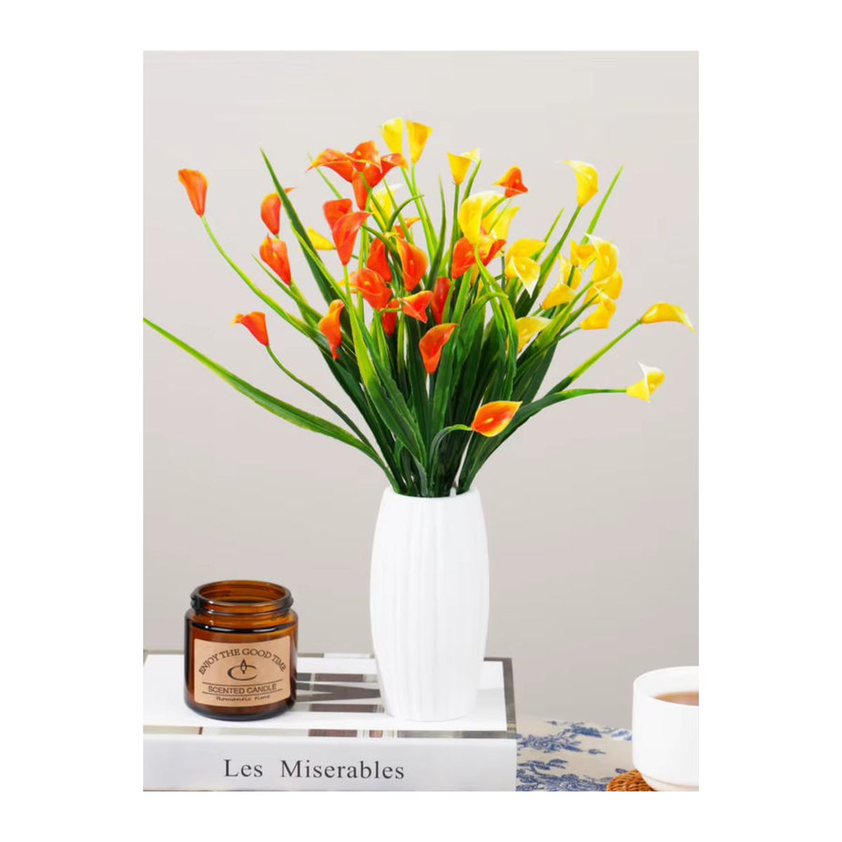Uflower Künstlicher Calla-Lilien-Blumenstrauß in Rot und Mehrfarbig, Höhe: 33 cm - Bild 5