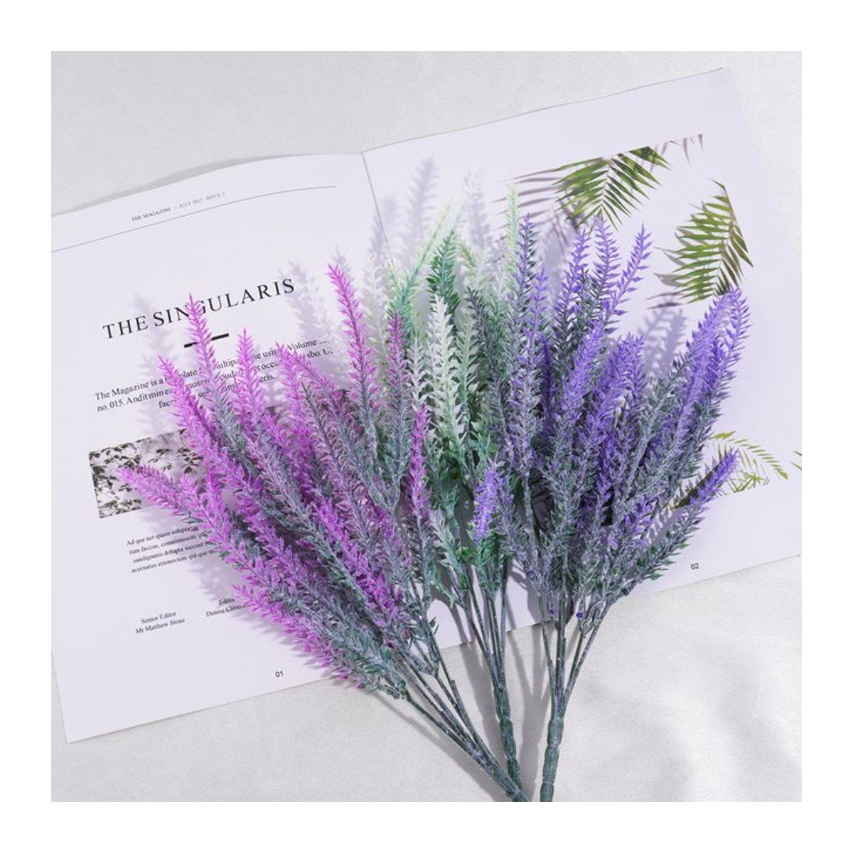 Uflower Künstlicher Lavendel in Lila und Weiß, Dekorative Einzelpflanze für Hochzeit und Raumdekoration, Höhe: 38 cm - Bild 1