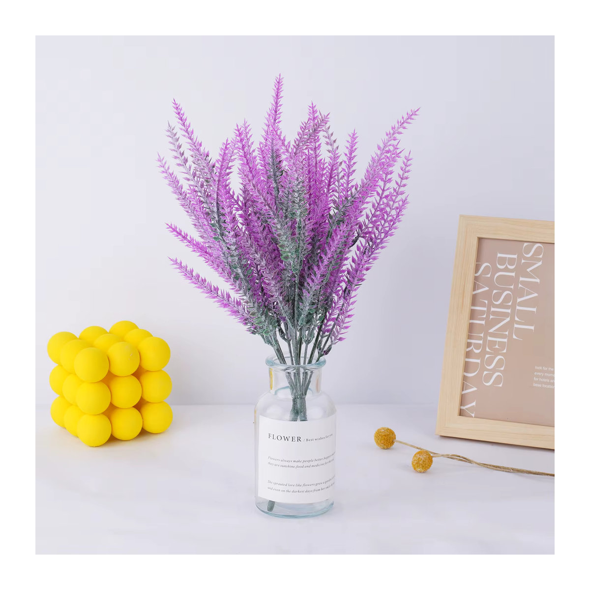 Uflower Künstlicher Lavendel in Lila und Weiß, Dekorative Einzelpflanze für Hochzeit und Raumdekoration, Höhe: 38 cm - Bild 2