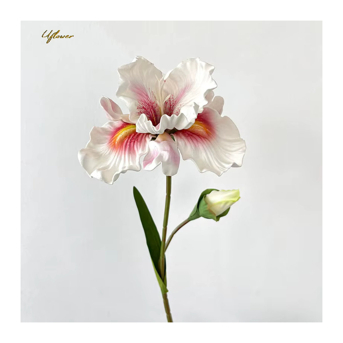 Uflower Künstlicher Rosenstrauß mit Kamelien und Iris in Rosa und Weiß, Höhe: 45 cm - Bild 4