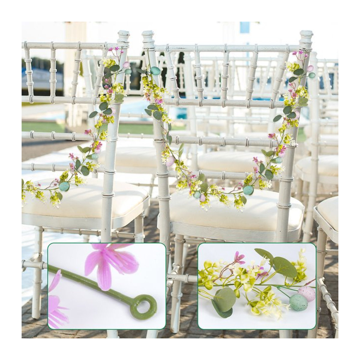 Uflower Rustikale Hängende Wanddekoration aus Künstlichem Rattan für Ostern und Frühling, Mehrfarbig, Höhe: 180 cm - Bild 1