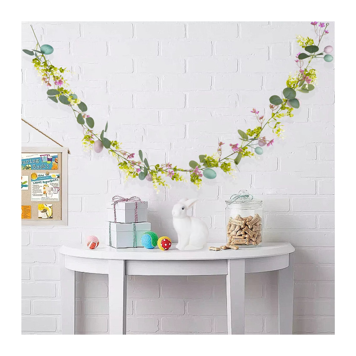 Uflower Rustikale Hängende Wanddekoration aus Künstlichem Rattan für Ostern und Frühling, Mehrfarbig, Höhe: 180 cm - Bild 2