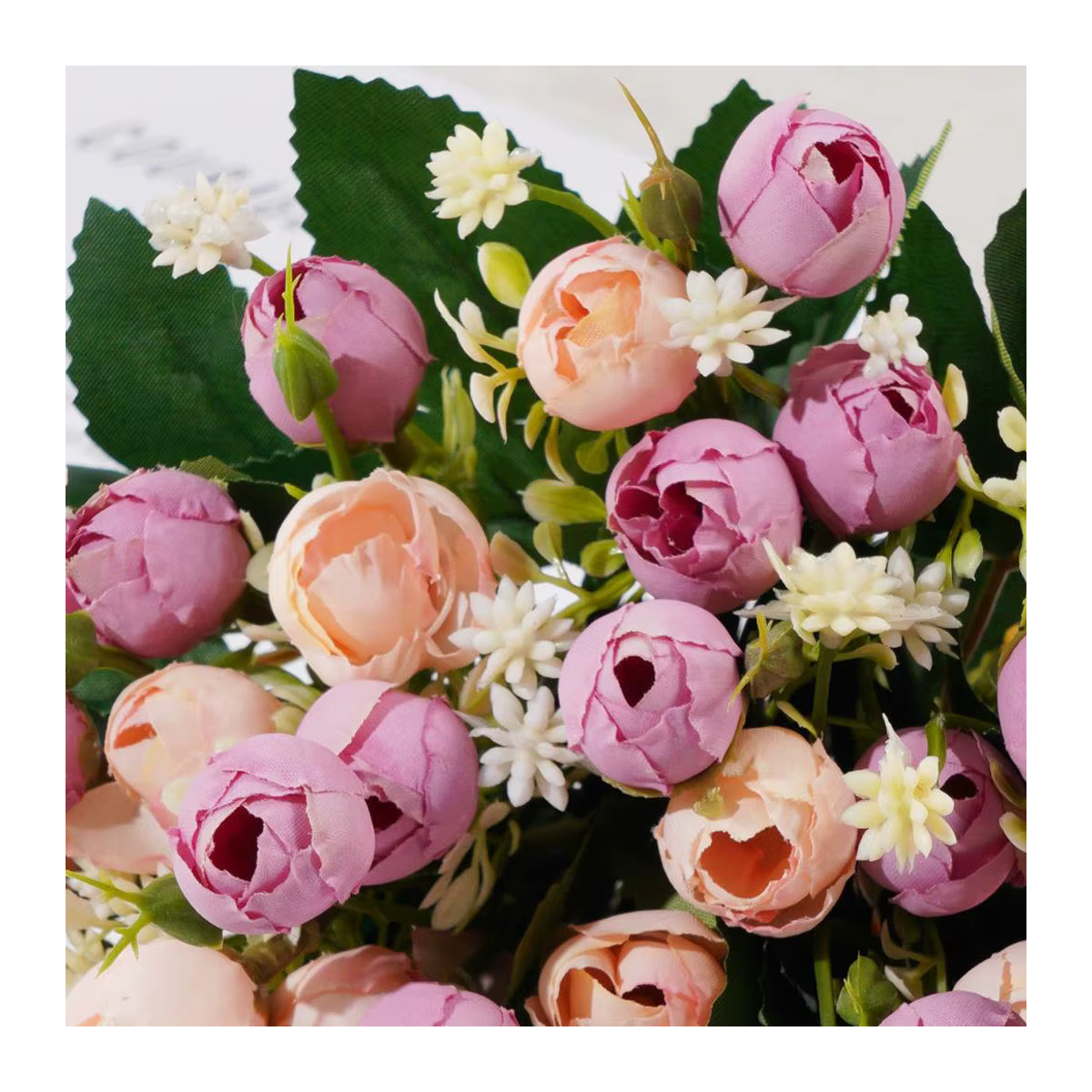Uflower Vintage Rosenbouquet aus Textil in Beige und Mehrfarbig für Hochzeiten und Dekoration - Bild 1