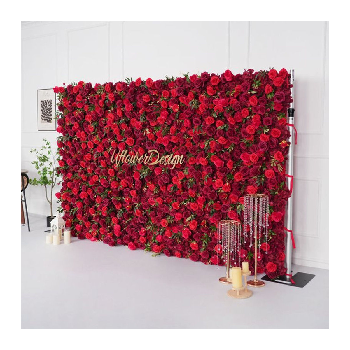 Uflower Wandtuch mit rotem Rosen-Blumenmuster aus Textil für Hochzeitsdekoration und florale Hintergründe - Bild 1