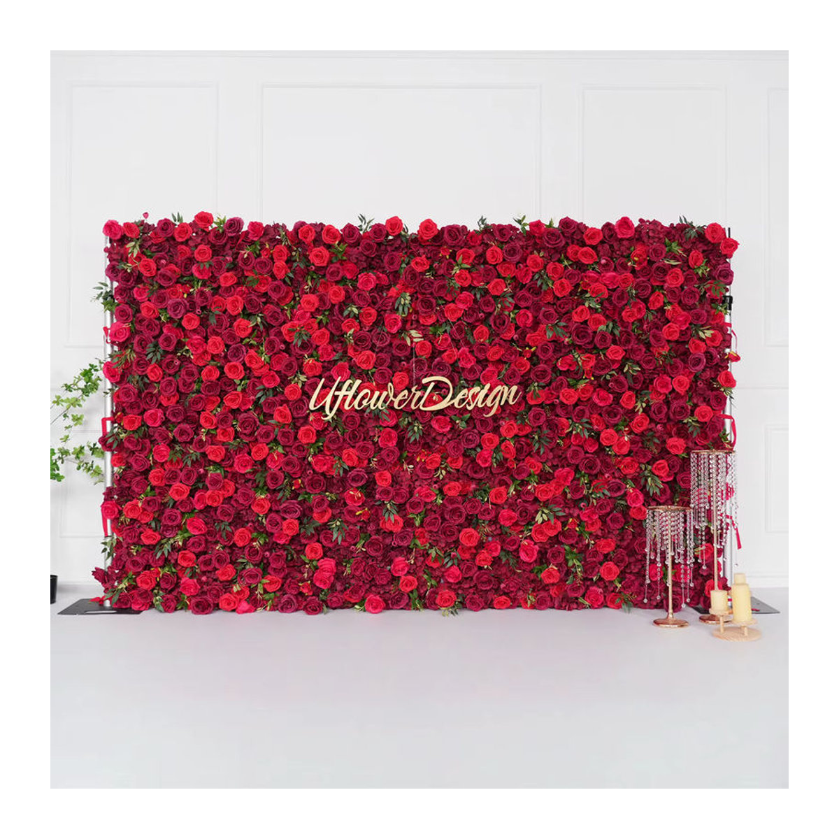 Uflower Wandtuch mit rotem Rosen-Blumenmuster aus Textil für Hochzeitsdekoration und florale Hintergründe - Bild 2