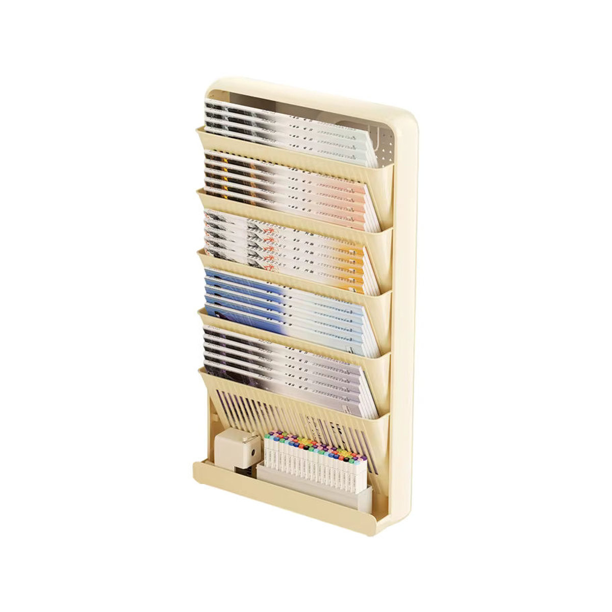 UFORU Wandmontierter Schreibtisch-Organizer in minimalistischem Design für Lehrbücher und Zeitschriften, Blau oder Gelb - Bild 6