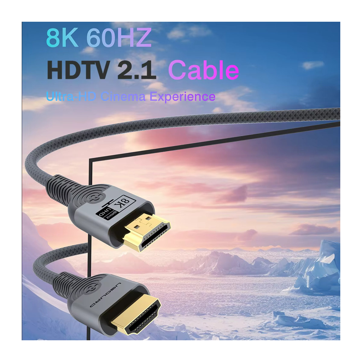 UGOURD HDMI Kabel Schwarz 8K 4K UHD HDR 3D High Speed 48 Gbit/s für PS5 PS4 und Mi Box - Bild 2