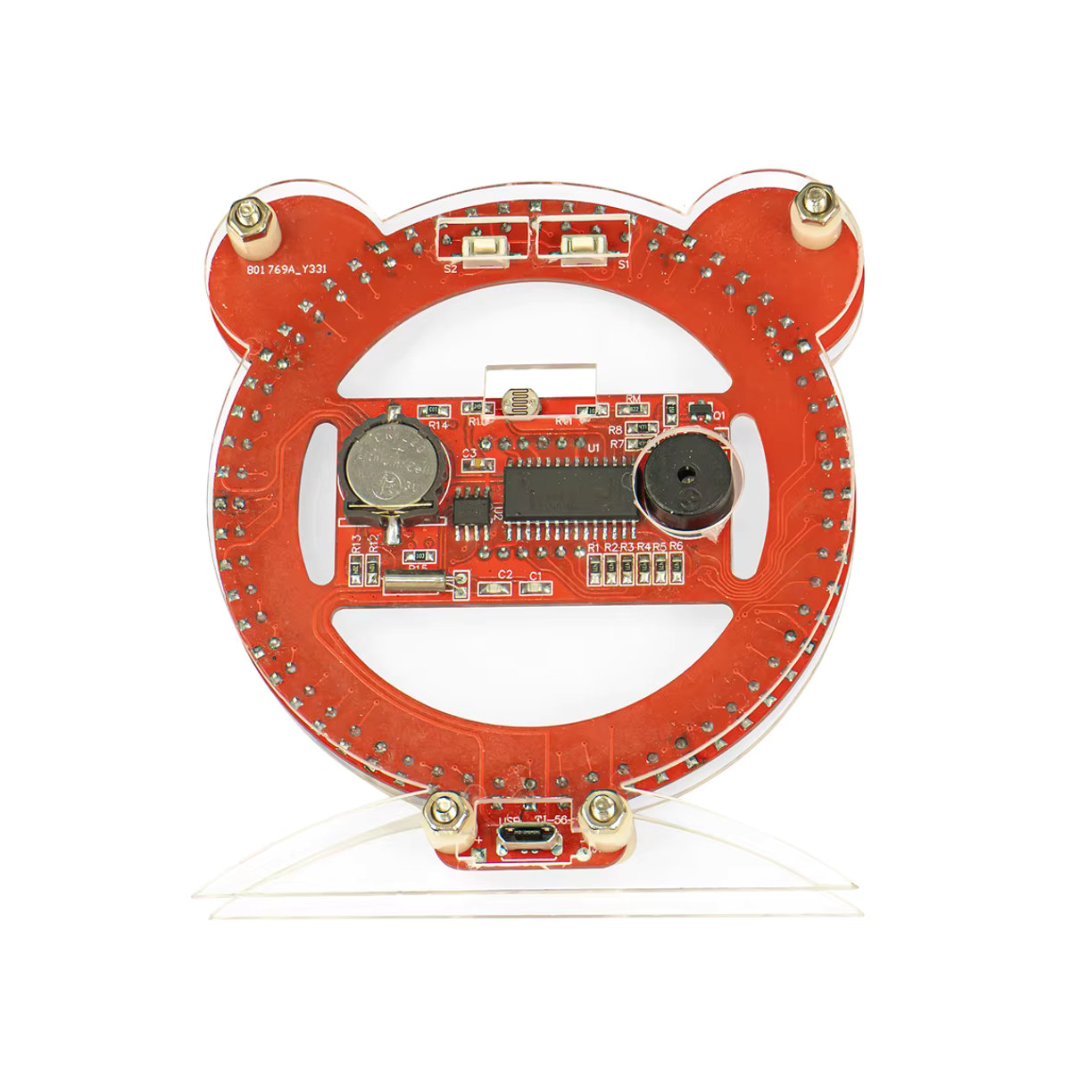 UICPAL DIY Elektronische LED Digital Tube Bären Uhr als Mikrocontroller Lötkit in Rot - Bild 2