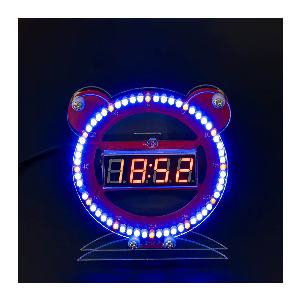UICPAL DIY Elektronische LED Digital Tube Bären Uhr als Mikrocontroller Lötkit in Rot - Bild 3