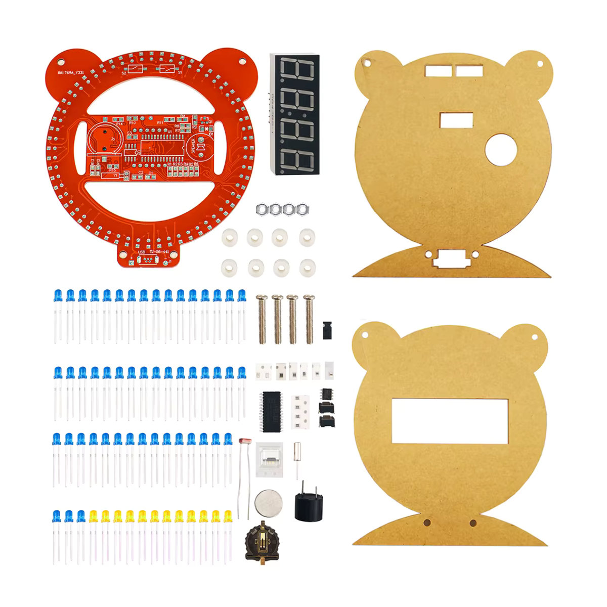 UICPAL DIY Elektronische LED Digital Tube Bären Uhr als Mikrocontroller Lötkit in Rot - Bild 4