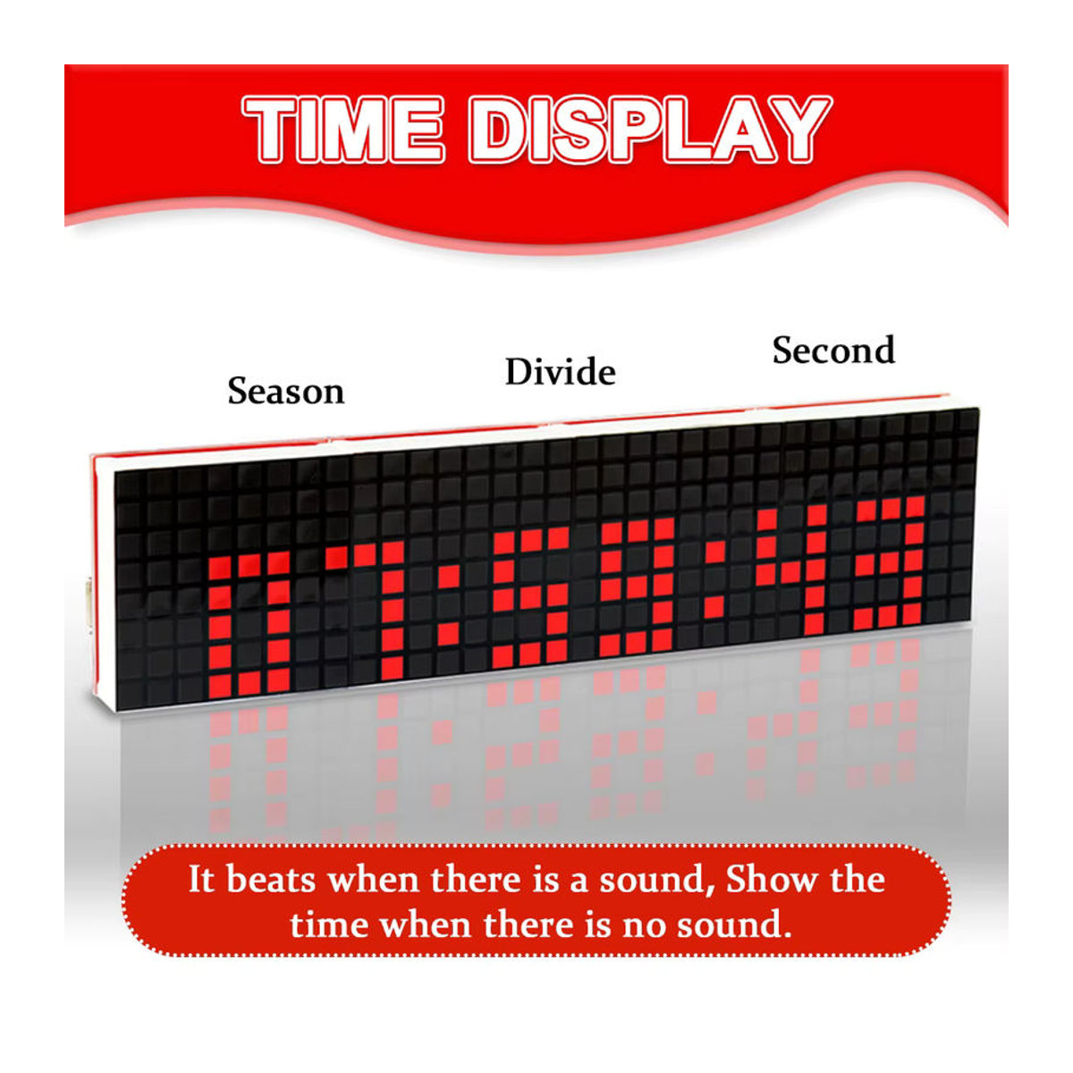 UICPAL DIY LED Musik Spektrum DS1302 Dot Matrix Uhr Elektronisches Lötkit mit Rhythmus Licht in Rot und USB Power - Bild 4