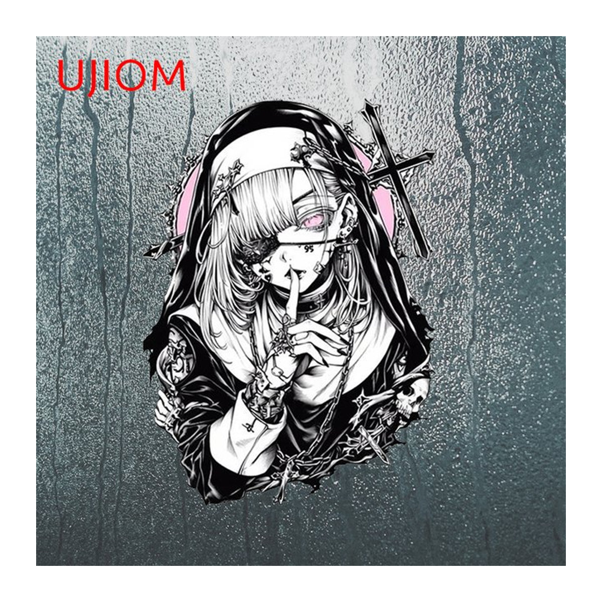 UJIOM Wandaufkleber Goth-Stil Nonne in Schwarz als Anime-Raumdekoration für Fenster und Türen - Bild 1