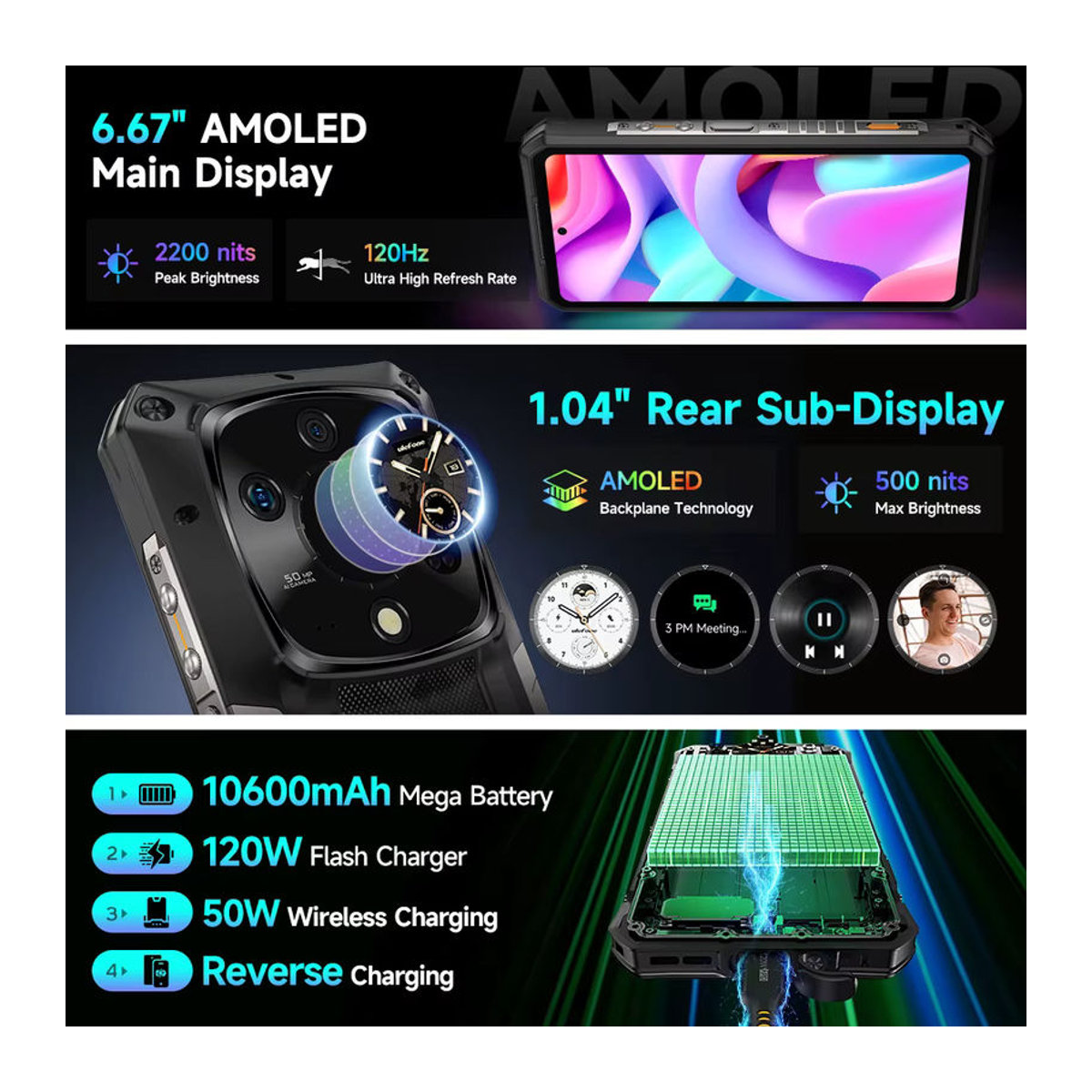 Ulefone Armor 28 Pro 5G Robustes Smartphone mit 512 GB ROM, 6,67 Zoll AMOLED Display und 10600 mAh Akku - Bild 3