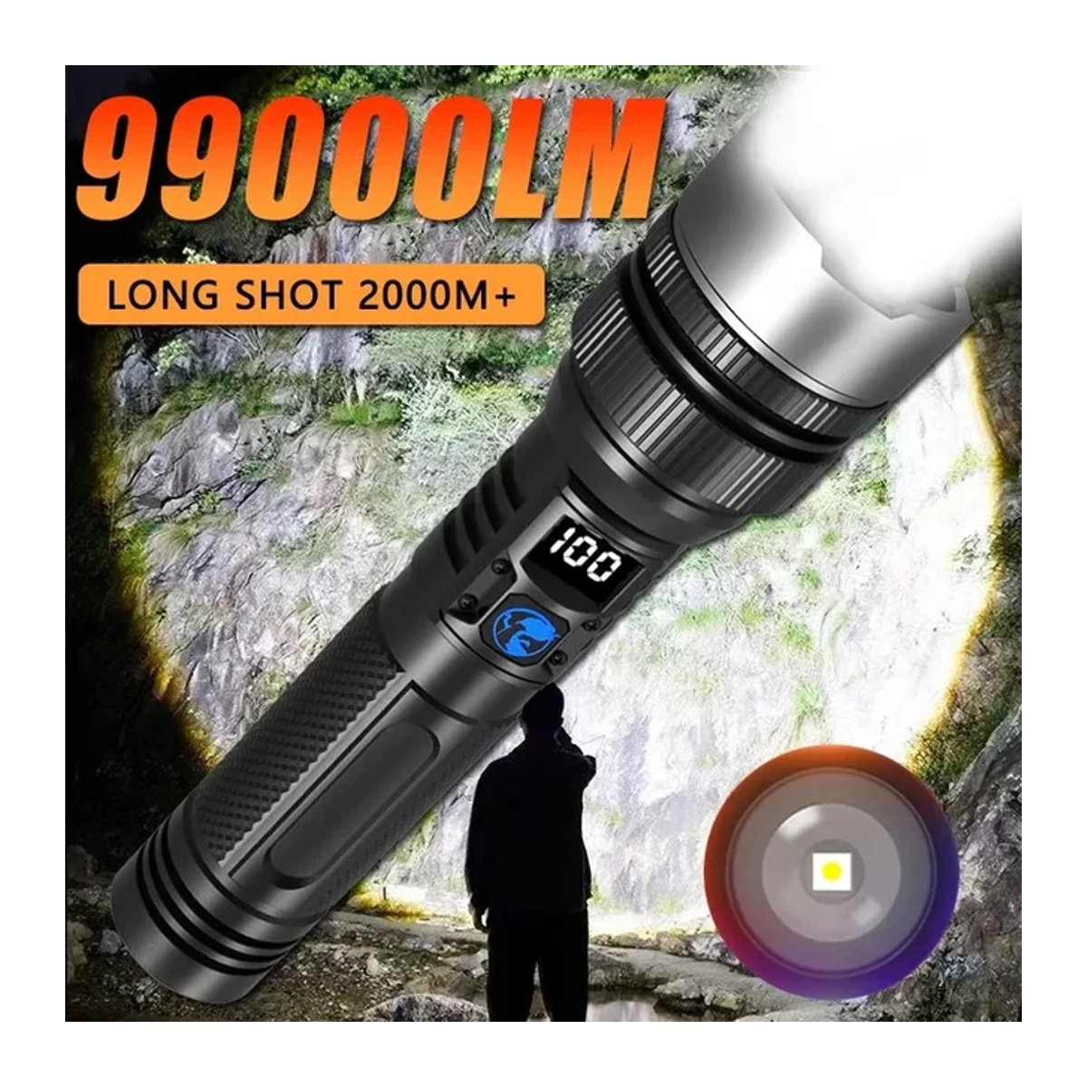 Ultra helle wiederaufladbare LED Taschenlampe mit Zoom und Wasserdichtigkeit für Camping und Angeln - Bild 1
