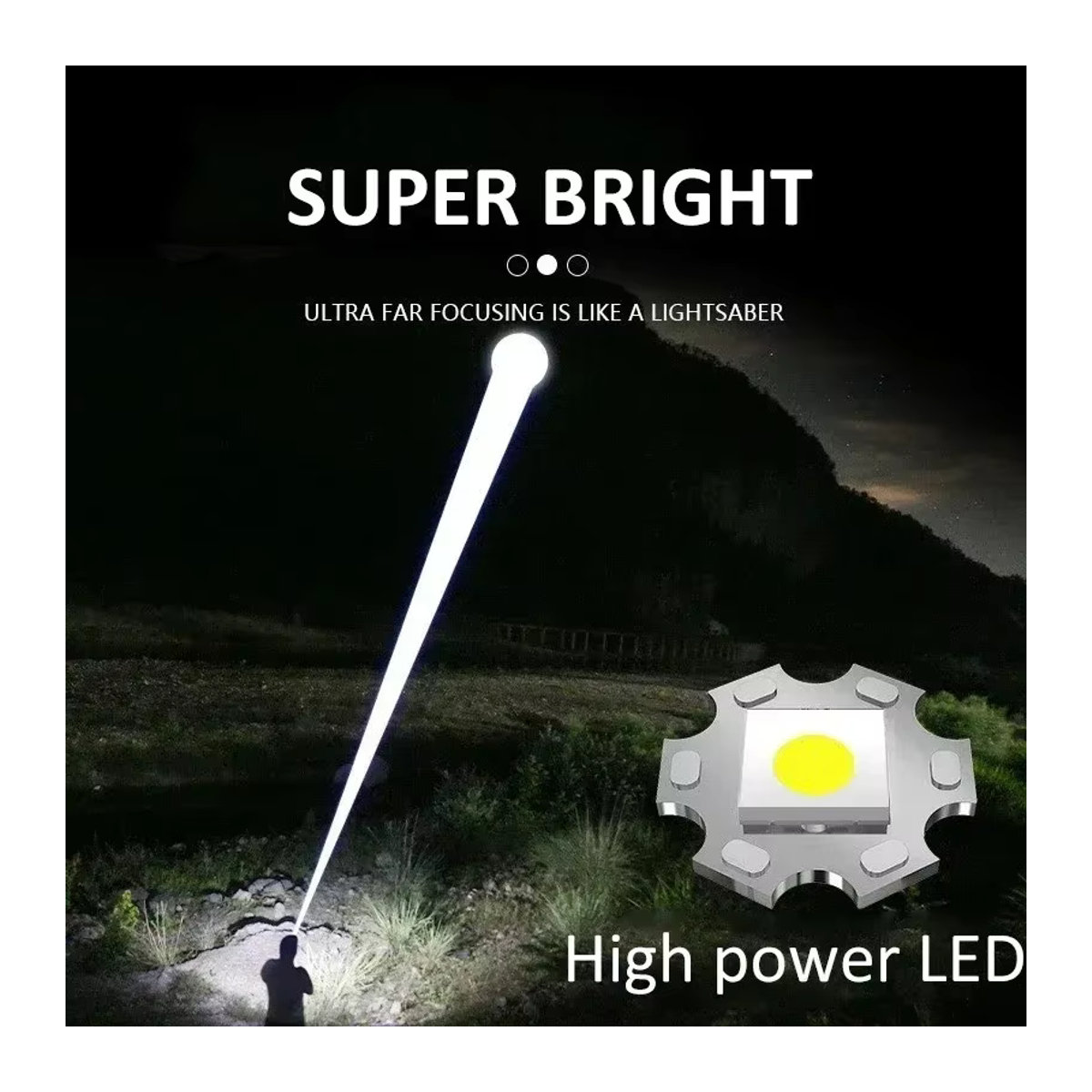 Ultra helle wiederaufladbare LED Taschenlampe mit Zoom und Wasserdichtigkeit für Camping und Angeln - Bild 2