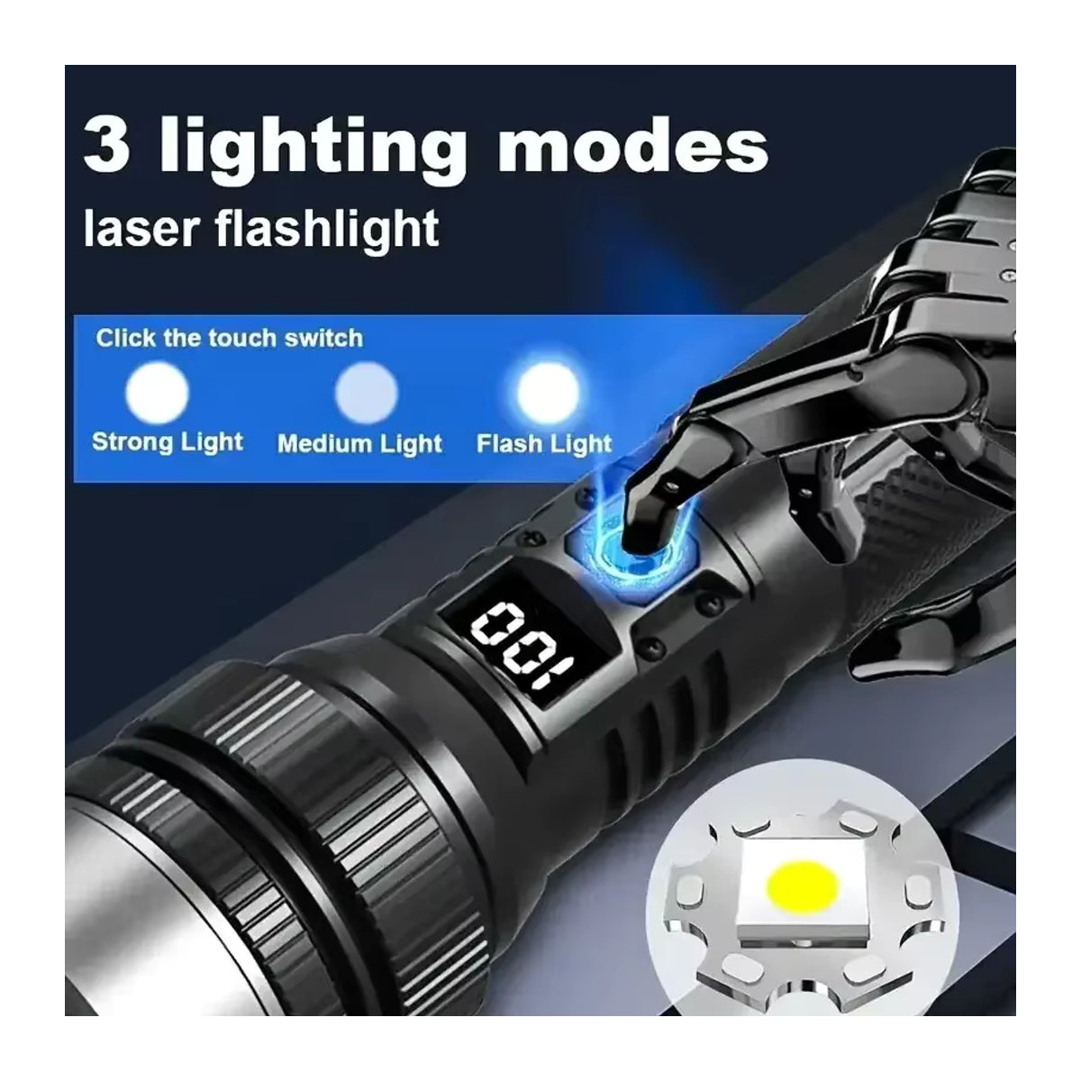 Ultra helle wiederaufladbare LED Taschenlampe mit Zoom und Wasserdichtigkeit für Camping und Angeln - Bild 4