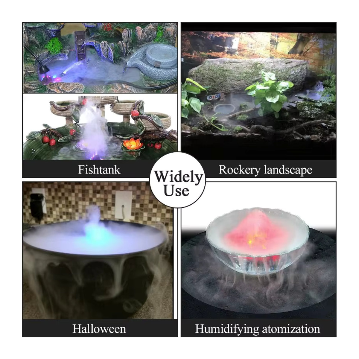 Ultraschall-Nebelmaschine mit bunten LED-Leuchten in Silber für Teich und Steingarten mit Spritzschutz und USB-Anschluss - Bild 5